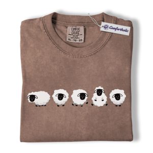 Sheep Shirt, Cute Cartoon Sheep Lineup Graphic Tee, Farm Animal Lover T-Shirt for Women & Men, Funny Gift for Sheep Owners, Comfort Colors Shirt