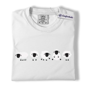 Alternative view of Sheep Shirt, Cute Cartoon Sheep Lineup Graphic Tee, Farm Animal Lover T-Shirt for Women & Men, Funny Gift for Sheep Owners, Comfort Colors Shirt