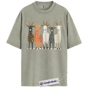 Goat Lover Shirt, Cute Cartoon Goats Graphic Tee, Farm Animal T-Shirt for Goat Moms, Funny Homestead Gift, Comfort Colors Shirt