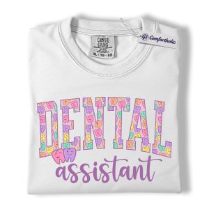 Alternative view of Dental Assistant Shirt, Cute Tooth Pattern Lettering Graphic Tee, Dentistry T-Shirt for Dental Assistants, Dental Assistant Appreciation Gift, Comfort Colors Shirt