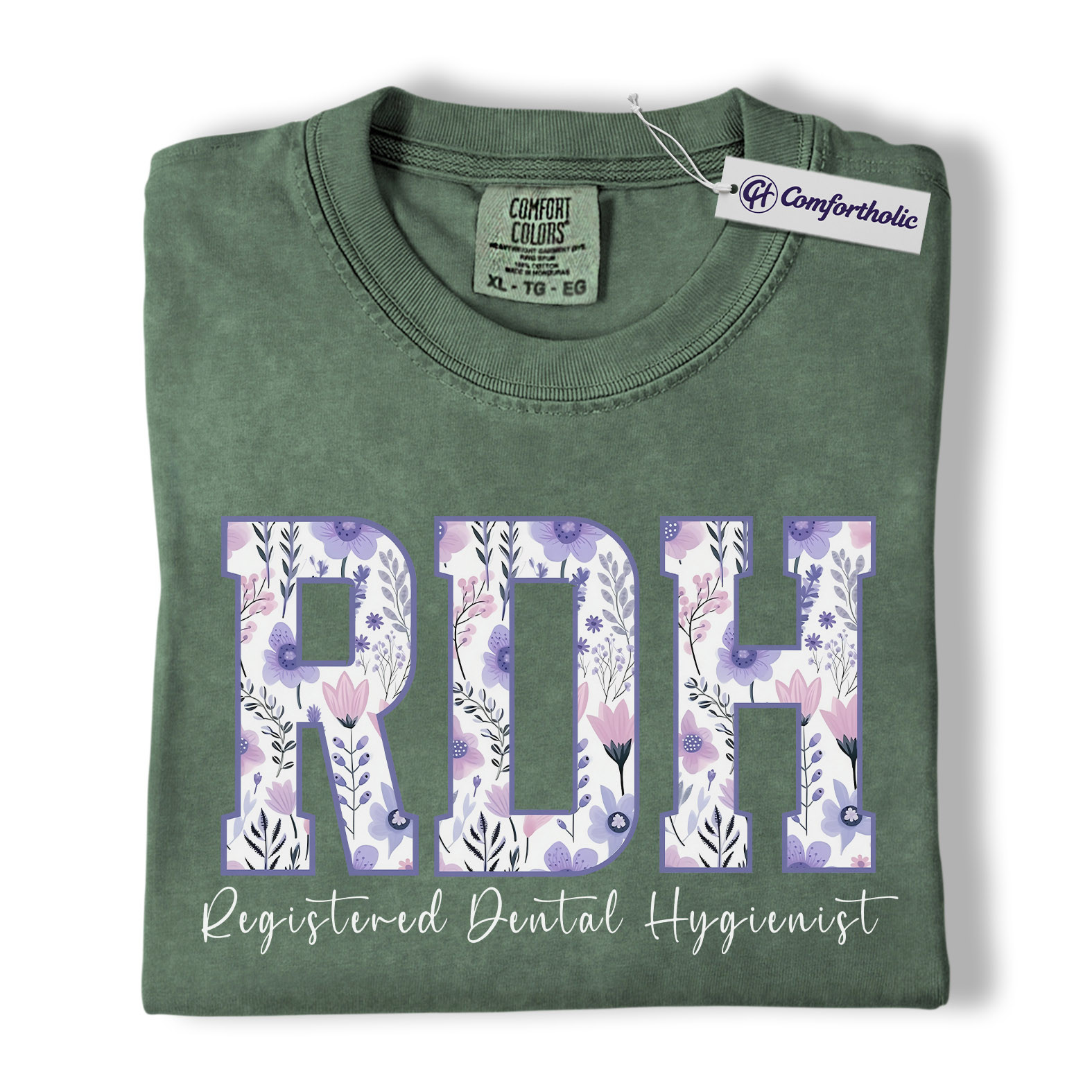 RDH Shirt, Registered Dental Hygienist Floral Lettering Graphic Tee, Dental Hygienist T-Shirt for Women, Dental Hygiene Graduation Gift, Comfort Colors Shirt - Image 6