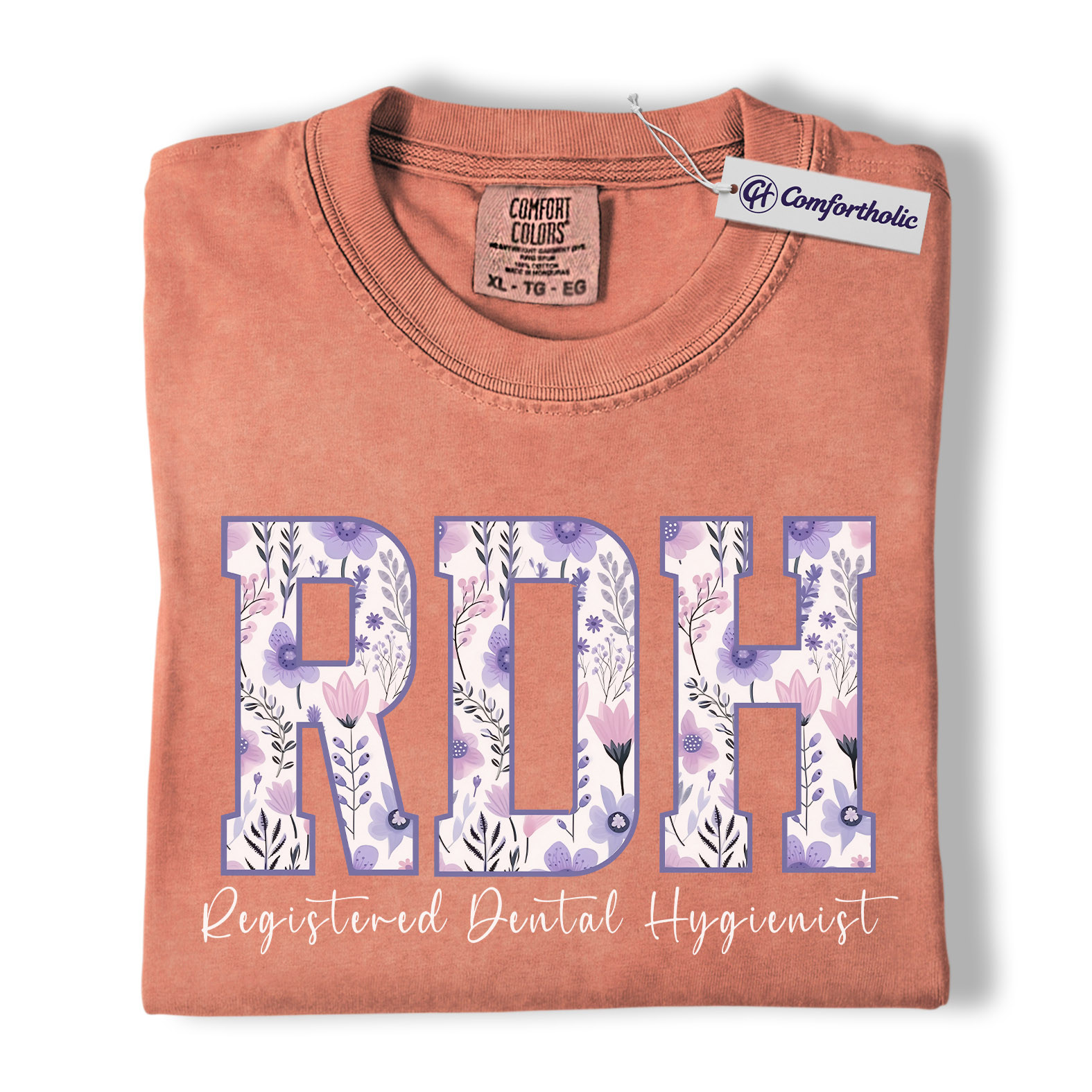 RDH Shirt, Registered Dental Hygienist Floral Lettering Graphic Tee, Dental Hygienist T-Shirt for Women, Dental Hygiene Graduation Gift, Comfort Colors Shirt - Image 8