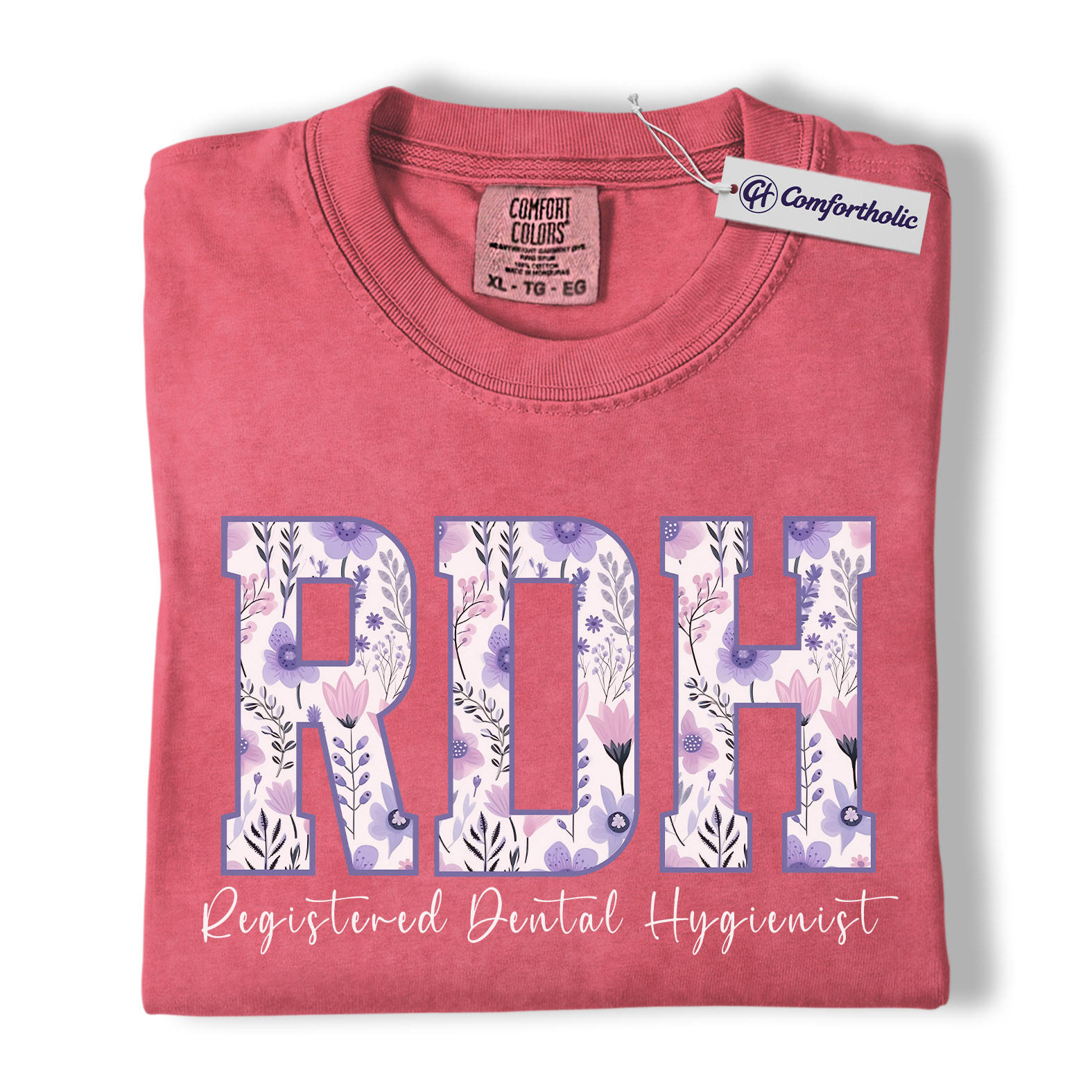 RDH Shirt, Registered Dental Hygienist Floral Lettering Graphic Tee, Dental Hygienist T-Shirt for Women, Dental Hygiene Graduation Gift, Comfort Colors Shirt - Image 10