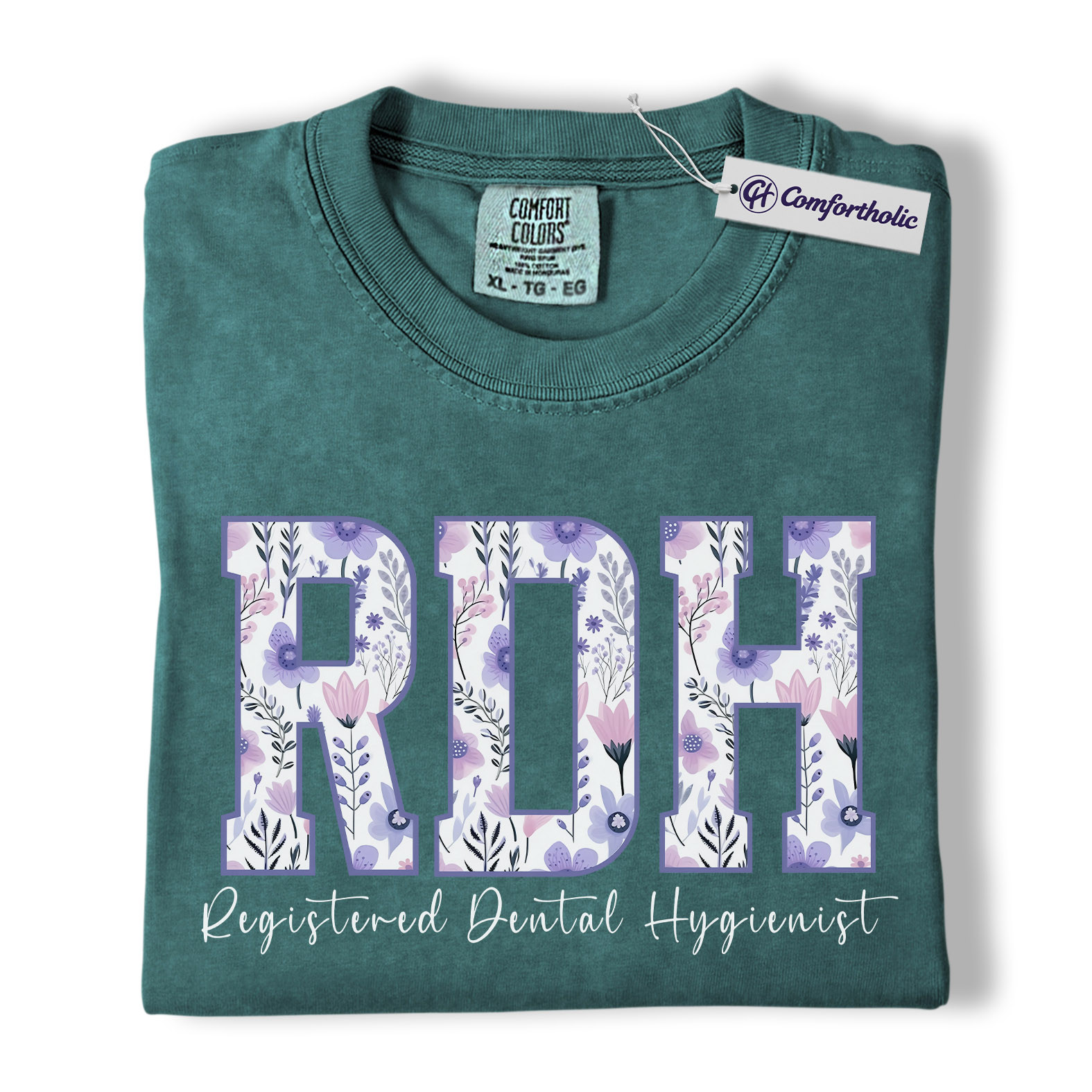 RDH Shirt, Registered Dental Hygienist Floral Lettering Graphic Tee, Dental Hygienist T-Shirt for Women, Dental Hygiene Graduation Gift, Comfort Colors Shirt - Image 12