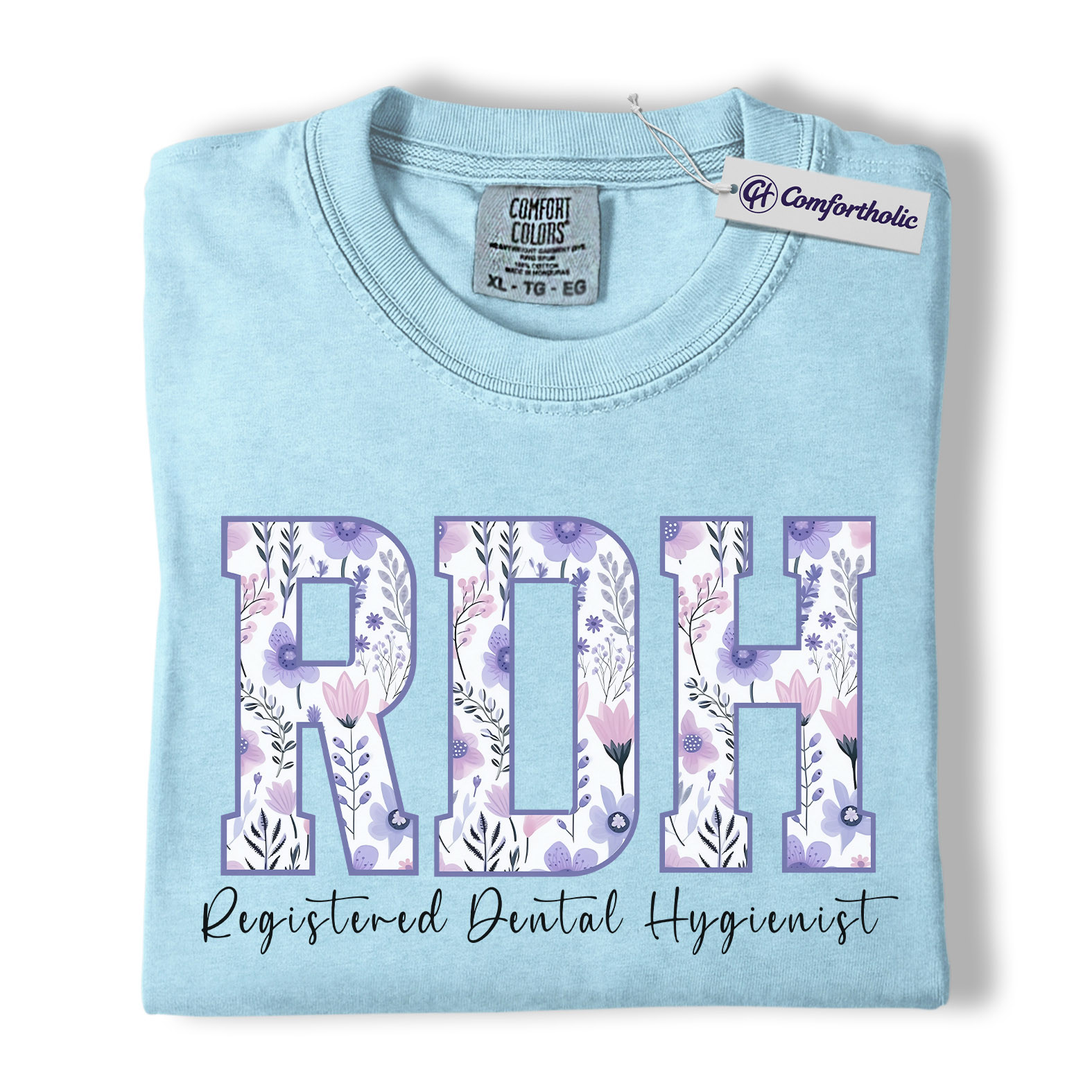 RDH Shirt, Registered Dental Hygienist Floral Lettering Graphic Tee, Dental Hygienist T-Shirt for Women, Dental Hygiene Graduation Gift, Comfort Colors Shirt - Image 15