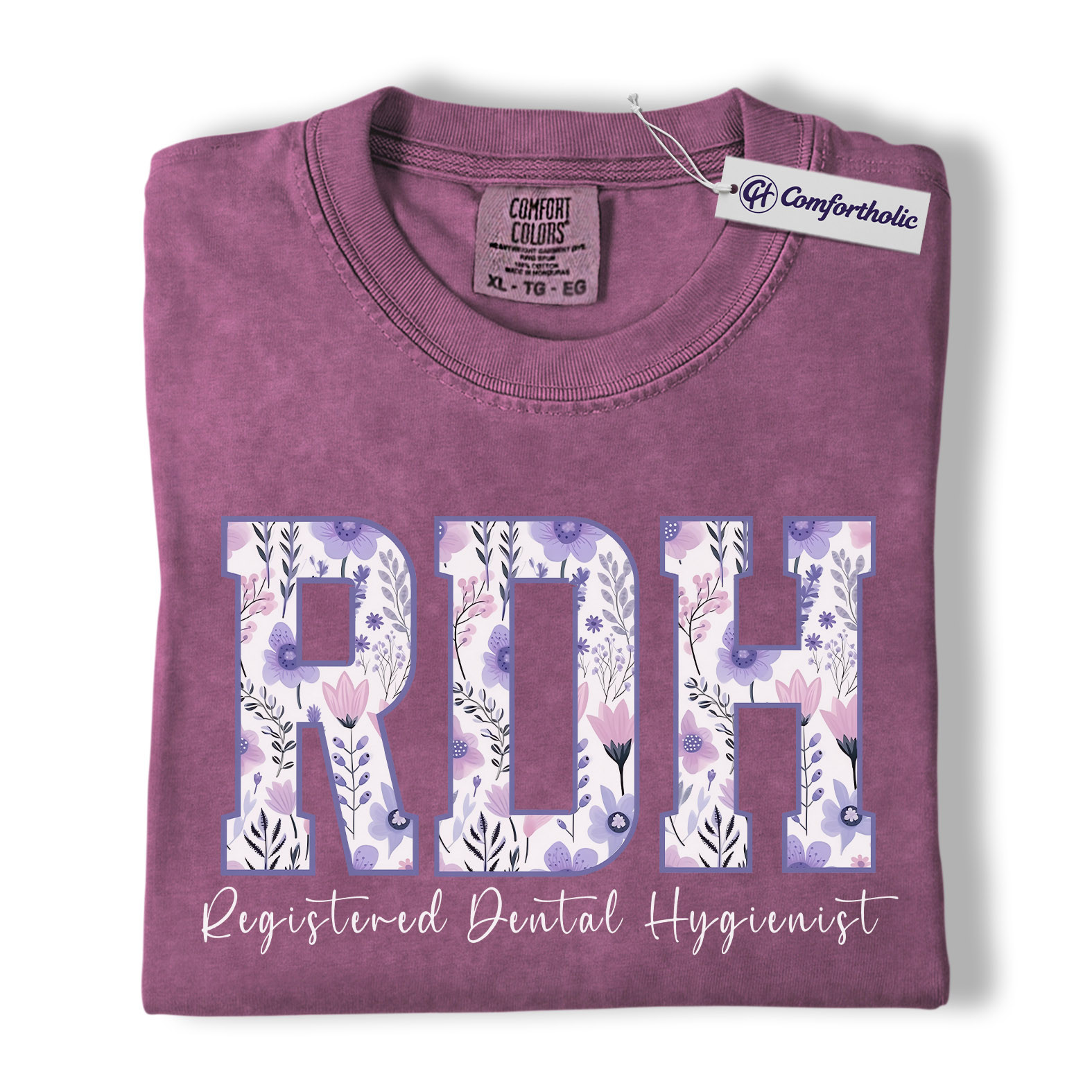 RDH Shirt, Registered Dental Hygienist Floral Lettering Graphic Tee, Dental Hygienist T-Shirt for Women, Dental Hygiene Graduation Gift, Comfort Colors Shirt - Image 16
