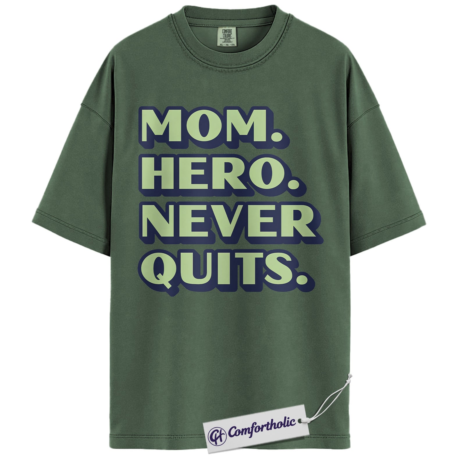 Mom Shirt, Mom Hero Never Quits Quote Graphic Tee, Inspirational Mom T-Shirt, Mother’s Day Gift, Comfort Colors Shirt