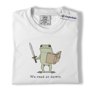 Alternative view of Book Lover Shirt, We Read at Dawn Frog Graphic Tee, Funny Reading T-Shirt for Book Club, Gift for Readers, Comfort Colors Shirt
