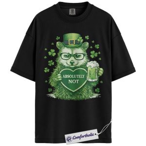 St Patrick's Day Raccoon Shirt, Absolutely Not Raccoon Leprechaun Beer Graphic Tee, Funny Irish Drinking T-Shirt for Beer Lovers, St Paddy's Day Party Gift, Comfort Colors Shirt