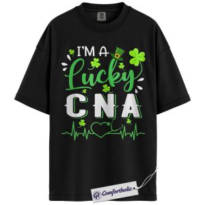 Lucky CNA Shirt, I'm A Lucky CNA Shamrock Graphic Tee, St Patrick's Day T-Shirt for Nursing Assistants, St Paddy's Day Gift, Comfort Colors Shirt