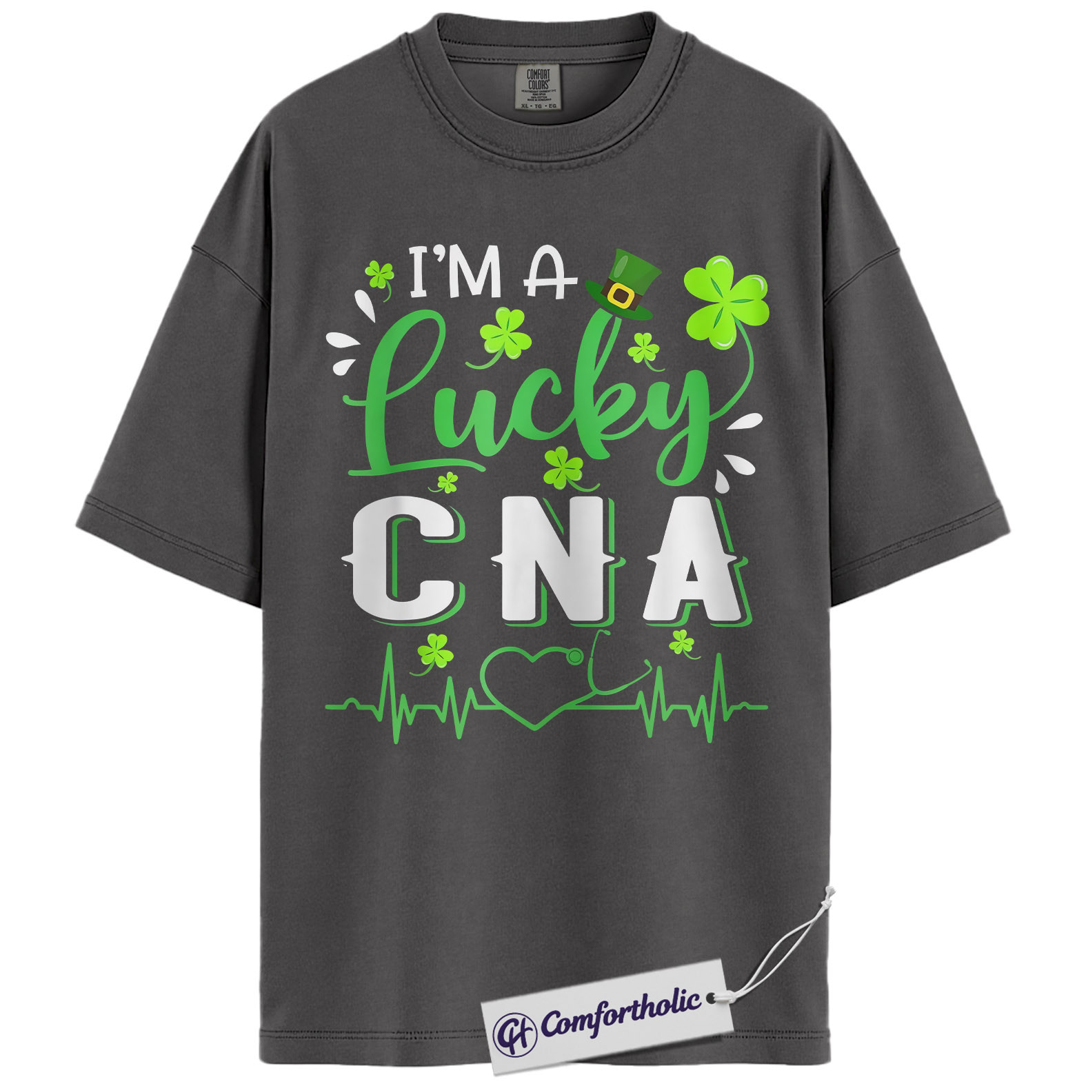 Lucky CNA Shirt, I'm A Lucky CNA Shamrock Graphic Tee, St Patrick's Day T-Shirt for Nursing Assistants, St Paddy's Day Gift, Comfort Colors Shirt - Image 3