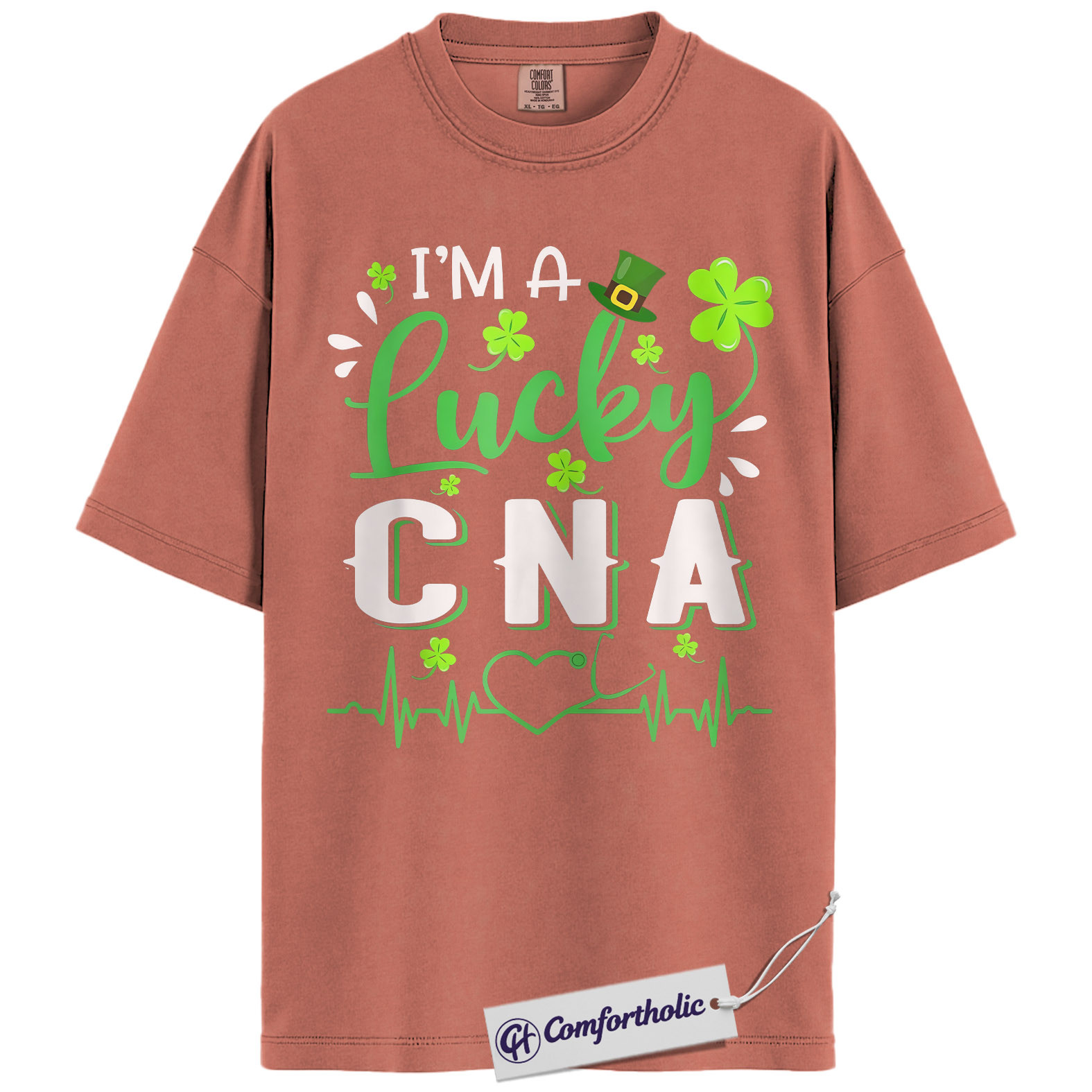 Lucky CNA Shirt, I'm A Lucky CNA Shamrock Graphic Tee, St Patrick's Day T-Shirt for Nursing Assistants, St Paddy's Day Gift, Comfort Colors Shirt - Image 7