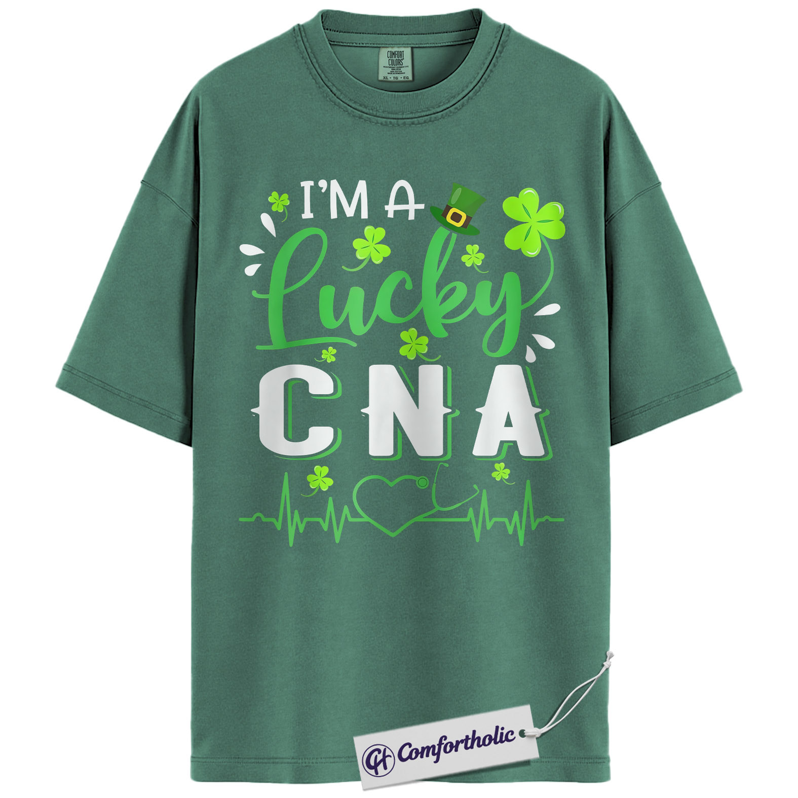 Lucky CNA Shirt, I'm A Lucky CNA Shamrock Graphic Tee, St Patrick's Day T-Shirt for Nursing Assistants, St Paddy's Day Gift, Comfort Colors Shirt - Image 10