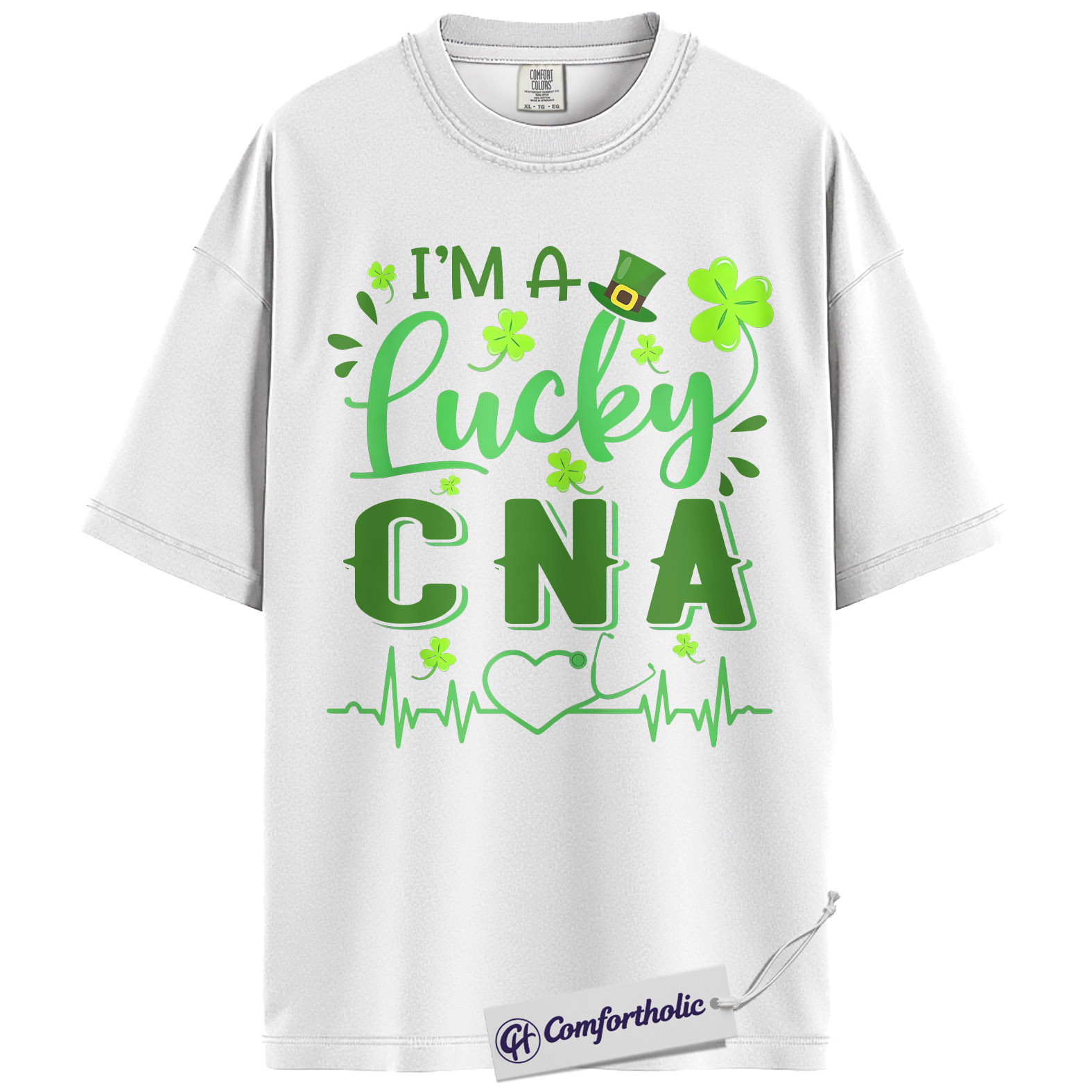 Lucky CNA Shirt, I'm A Lucky CNA Shamrock Graphic Tee, St Patrick's Day T-Shirt for Nursing Assistants, St Paddy's Day Gift, Comfort Colors Shirt - Image 2