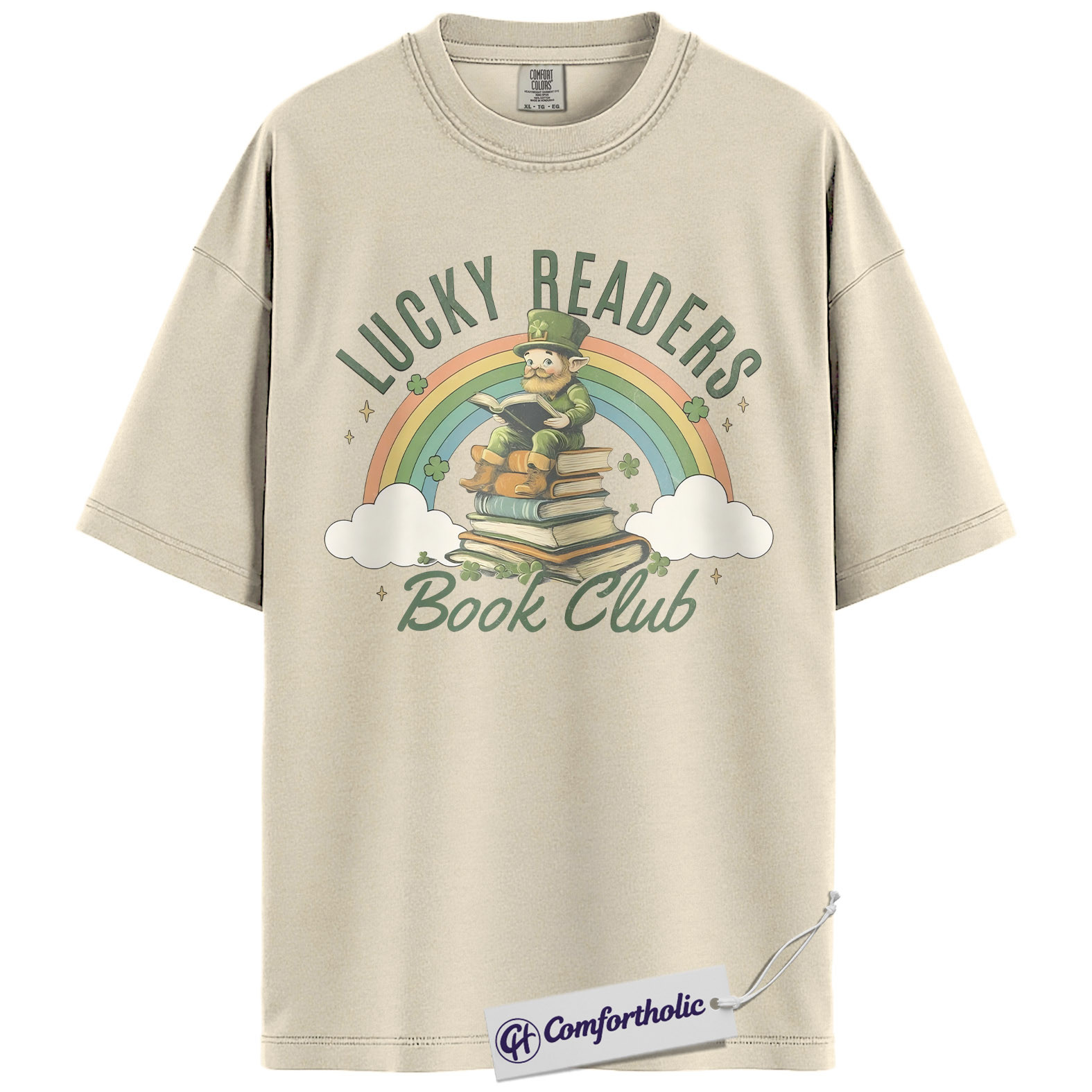 Lucky Readers Book Club Shirt, Leprechaun Rainbow Books Graphic Tee, St Patrick's Day Reading T-Shirt for Book Lovers, Book Club Gift, Comfort Colors Shirt