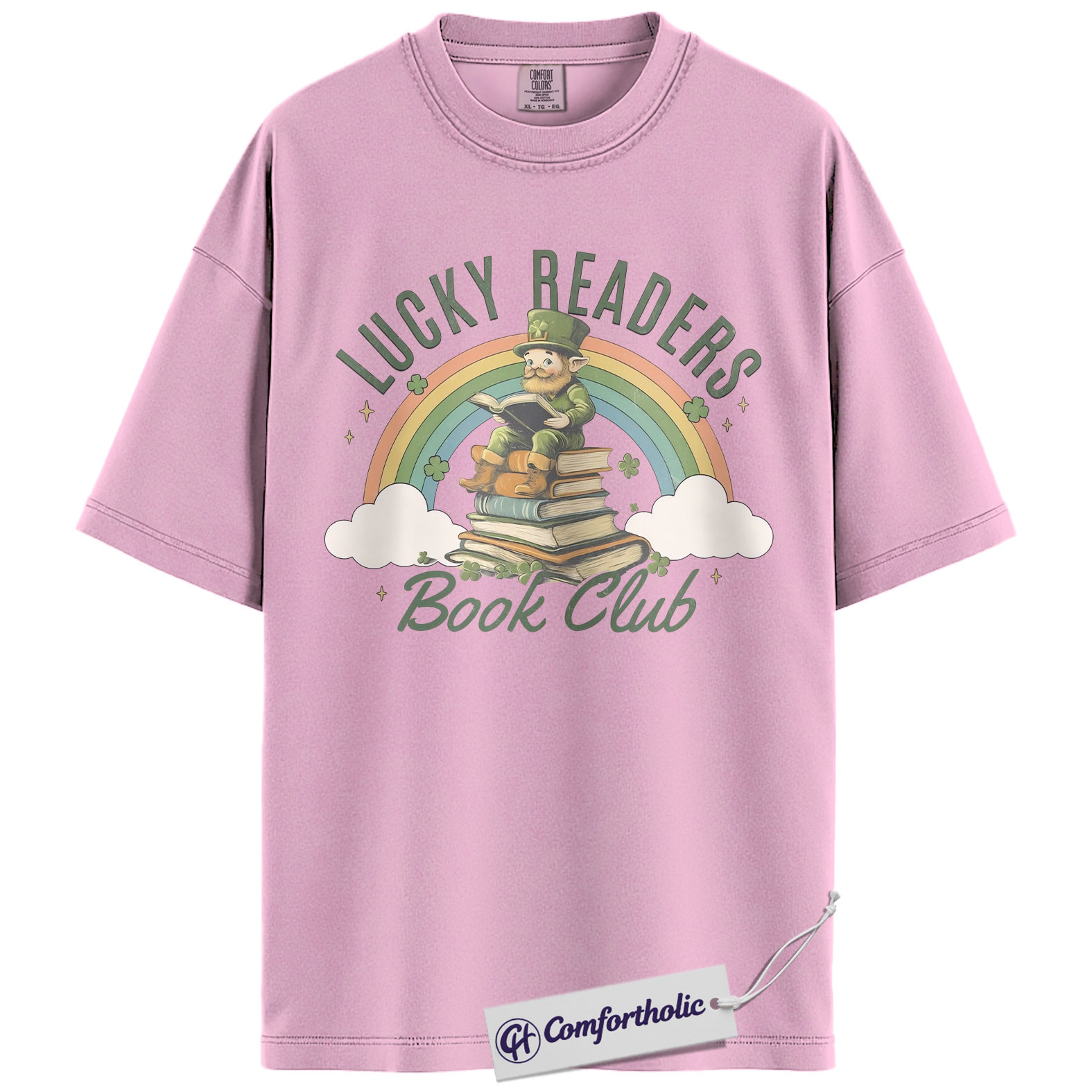Lucky Readers Book Club Shirt, Leprechaun Rainbow Books Graphic Tee, St Patrick's Day Reading T-Shirt for Book Lovers, Book Club Gift, Comfort Colors Shirt - Image 8