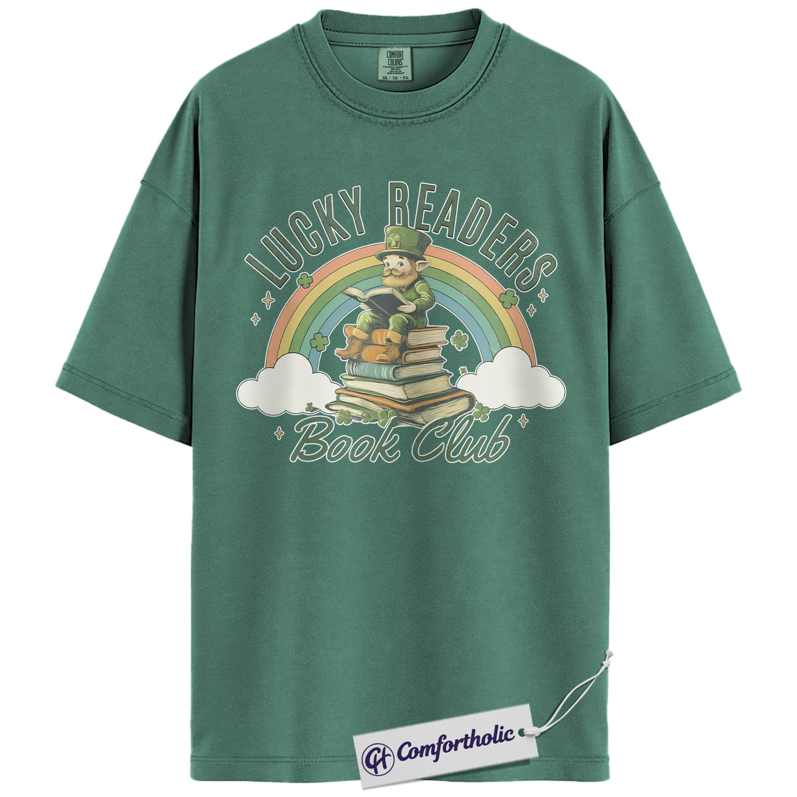 Lucky Readers Book Club Shirt, Leprechaun Rainbow Books Graphic Tee, St Patrick's Day Reading T-Shirt for Book Lovers, Book Club Gift, Comfort Colors Shirt - Image 10