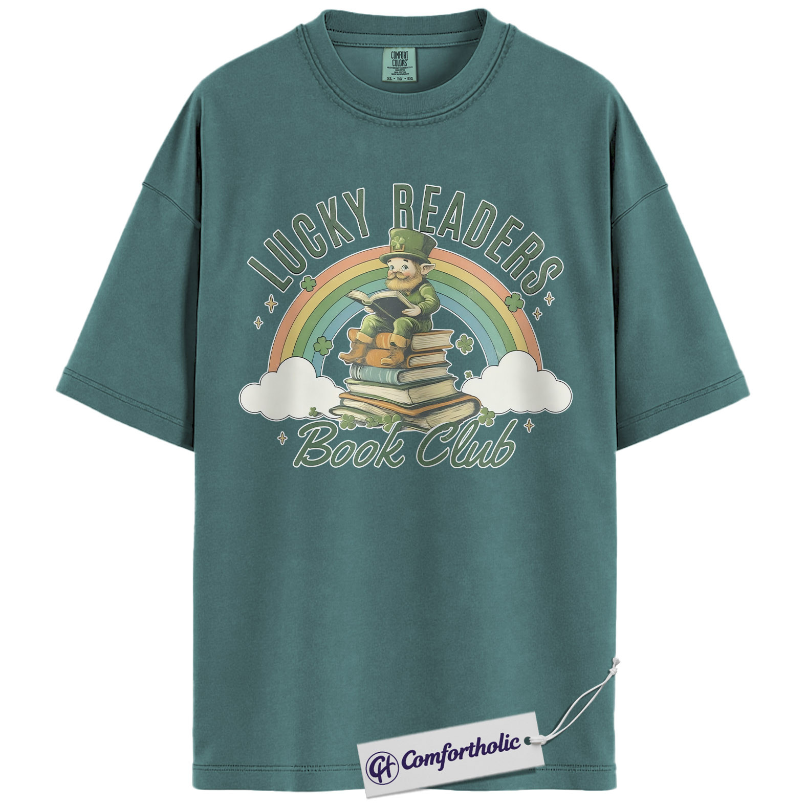 Lucky Readers Book Club Shirt, Leprechaun Rainbow Books Graphic Tee, St Patrick's Day Reading T-Shirt for Book Lovers, Book Club Gift, Comfort Colors Shirt - Image 11