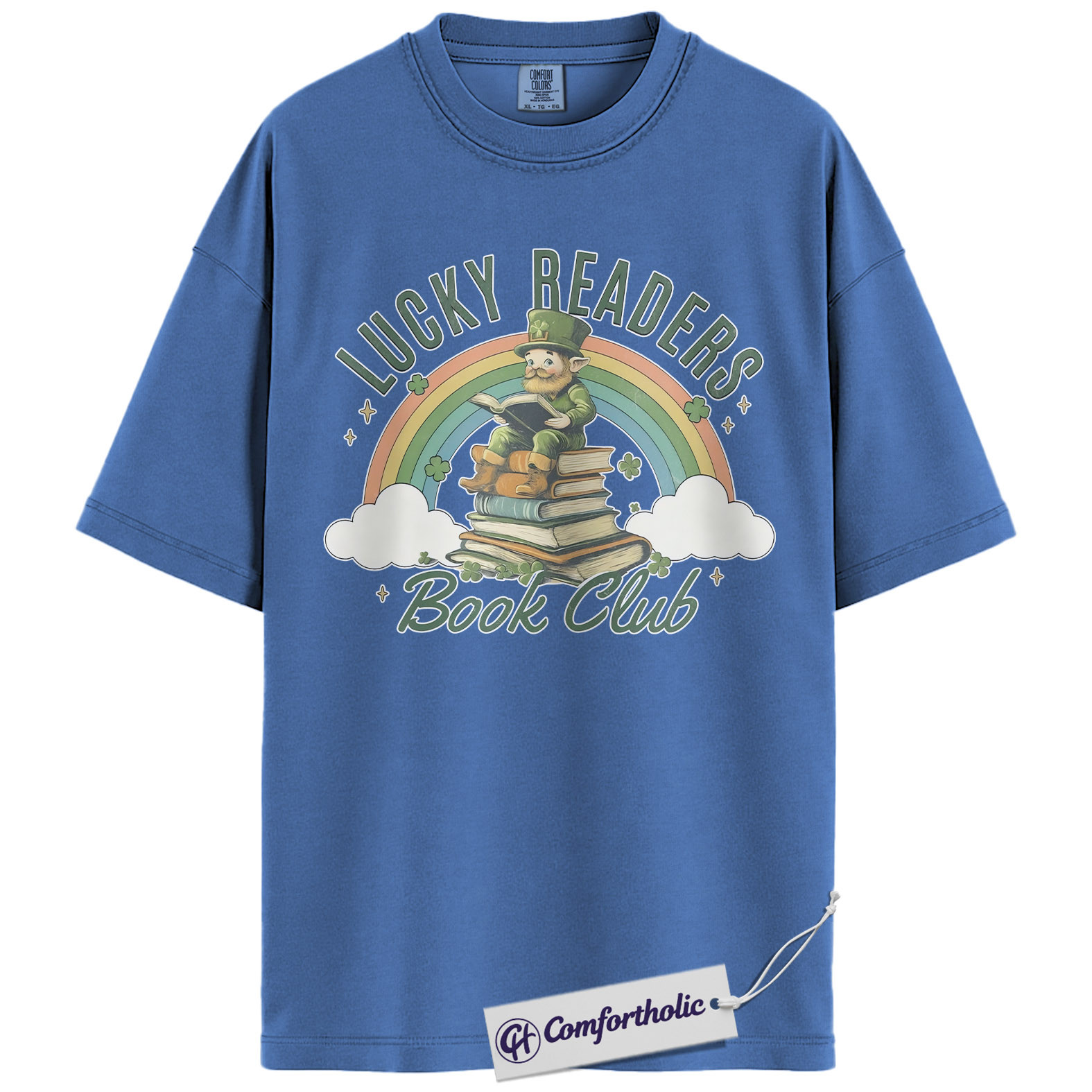 Lucky Readers Book Club Shirt, Leprechaun Rainbow Books Graphic Tee, St Patrick's Day Reading T-Shirt for Book Lovers, Book Club Gift, Comfort Colors Shirt - Image 12