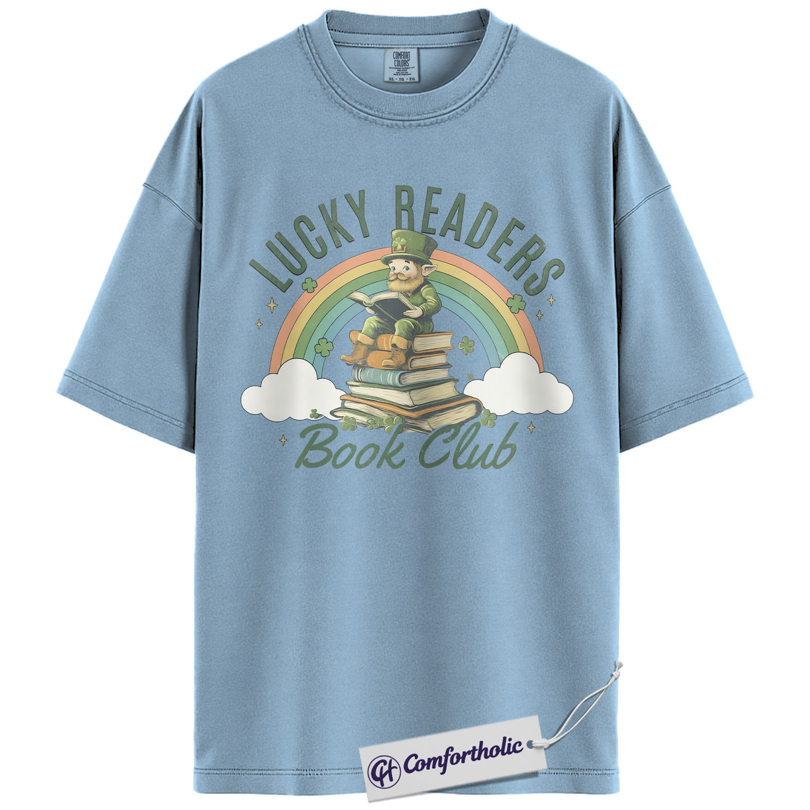 Lucky Readers Book Club Shirt, Leprechaun Rainbow Books Graphic Tee, St Patrick's Day Reading T-Shirt for Book Lovers, Book Club Gift, Comfort Colors Shirt - Image 14