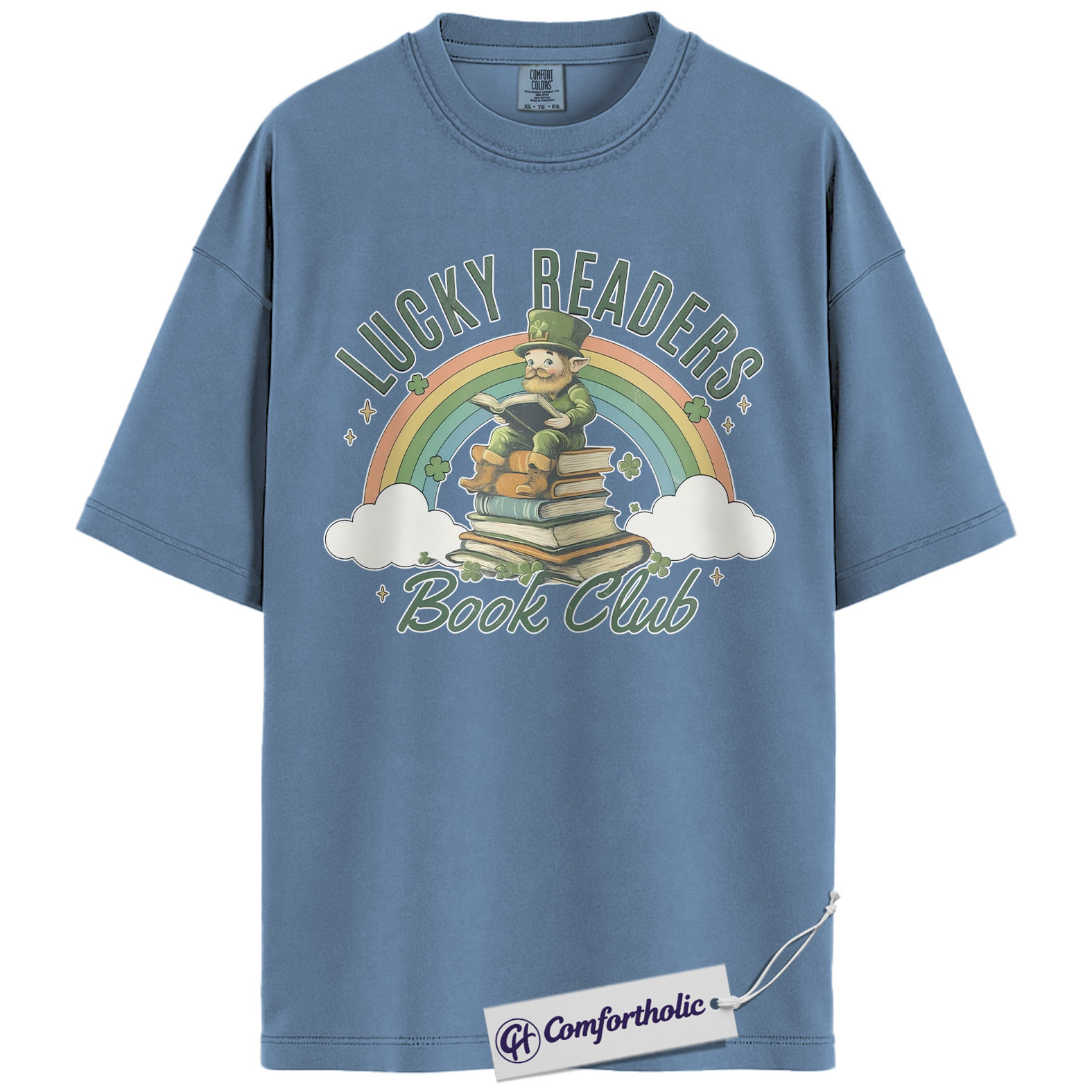 Lucky Readers Book Club Shirt, Leprechaun Rainbow Books Graphic Tee, St Patrick's Day Reading T-Shirt for Book Lovers, Book Club Gift, Comfort Colors Shirt - Image 17