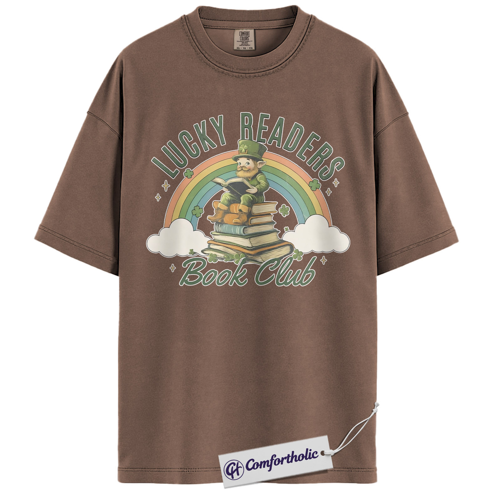Lucky Readers Book Club Shirt, Leprechaun Rainbow Books Graphic Tee, St Patrick's Day Reading T-Shirt for Book Lovers, Book Club Gift, Comfort Colors Shirt - Image 19