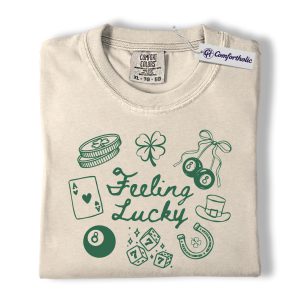 Lucky Shirt, Feeling Lucky St Patrick’s Day Graphic Tee, Irish Good Luck T-Shirt for Men & Women, Lucky Gift for Party Lovers, Comfort Colors Shirt