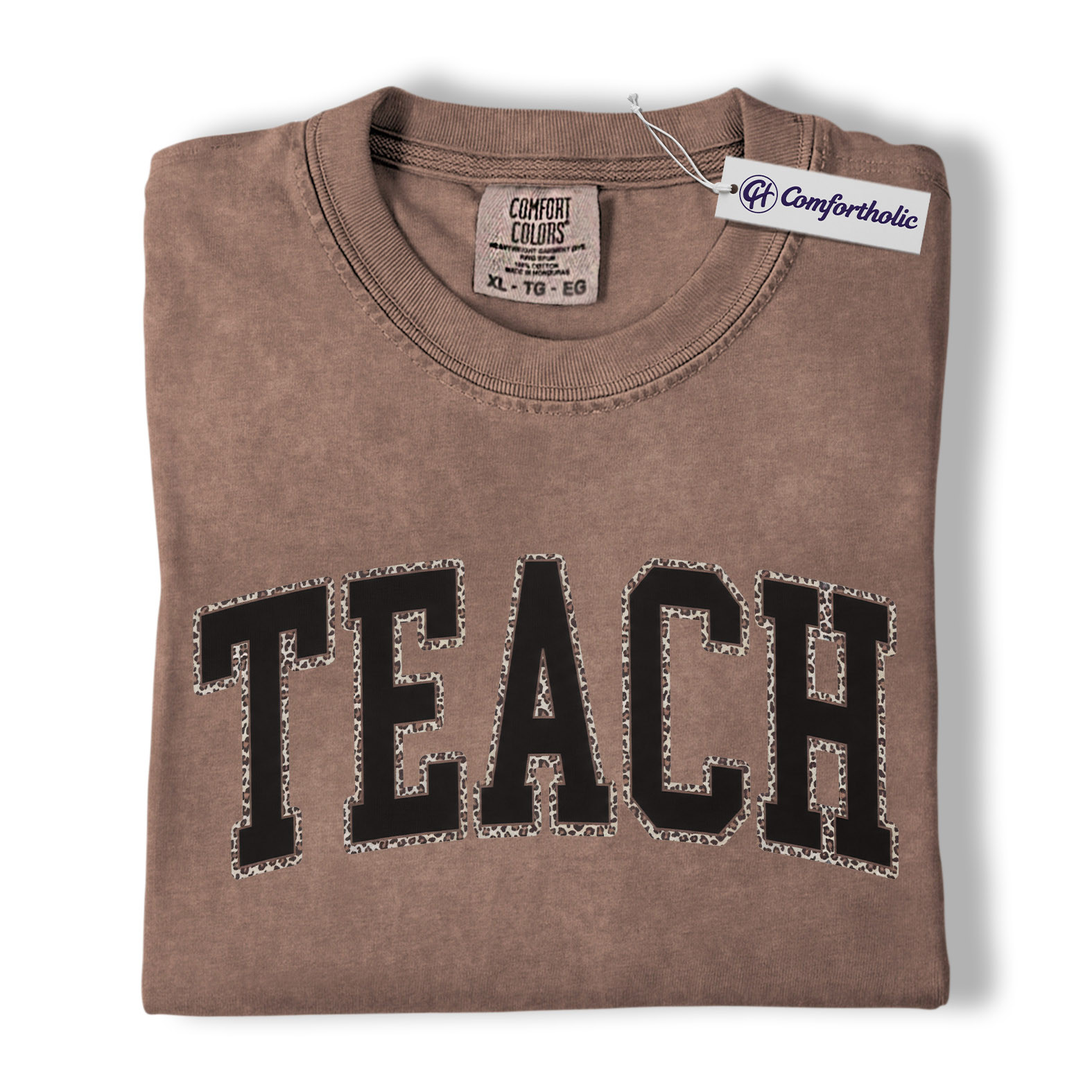Teacher Shirt, Leopard Varsity TEACH Graphic Tee, Back to School T-Shirt for Teachers, Teacher Appreciation Gift, Comfort Colors Shirt