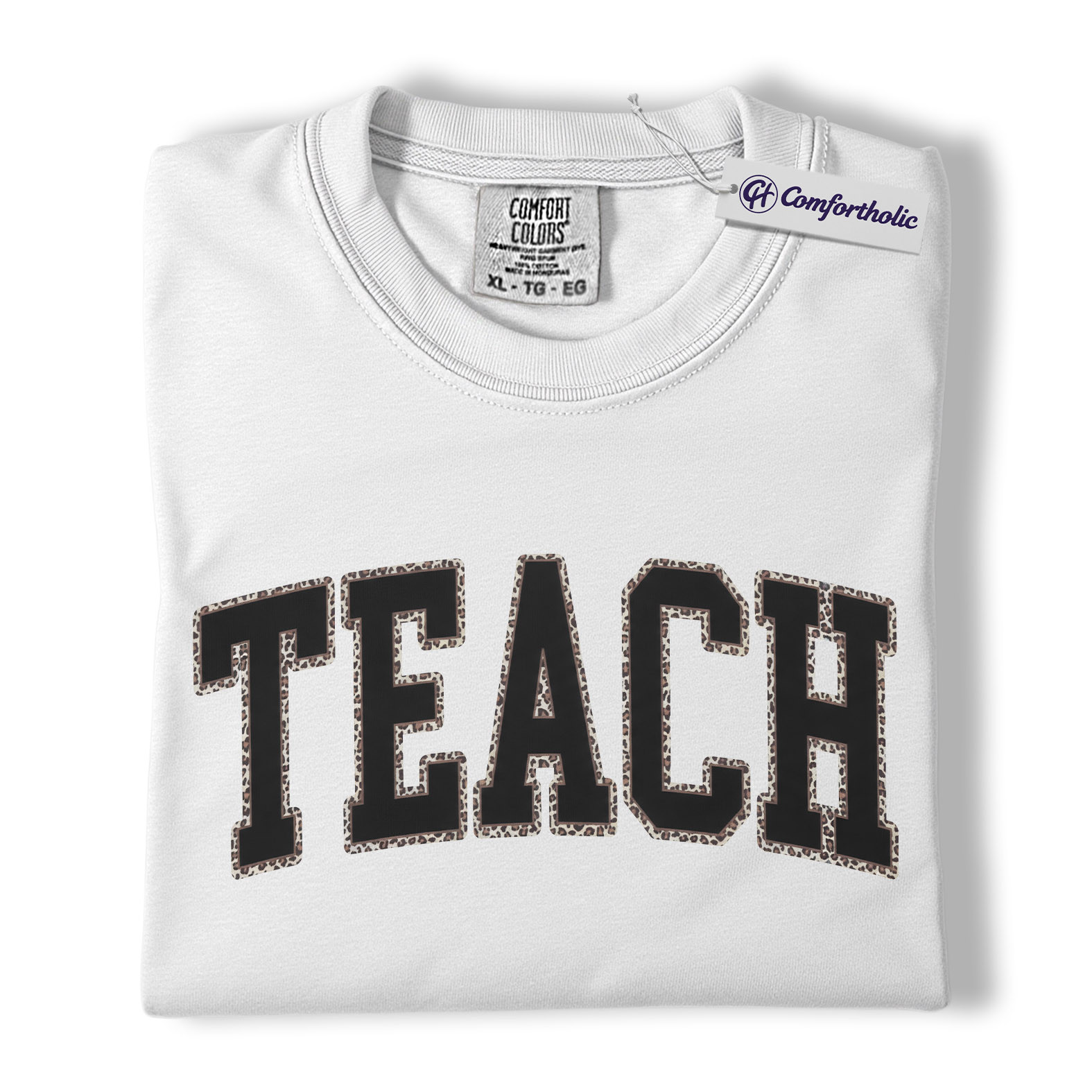 Teacher Shirt, Leopard Varsity TEACH Graphic Tee, Back to School T-Shirt for Teachers, Teacher Appreciation Gift, Comfort Colors Shirt - Image 2