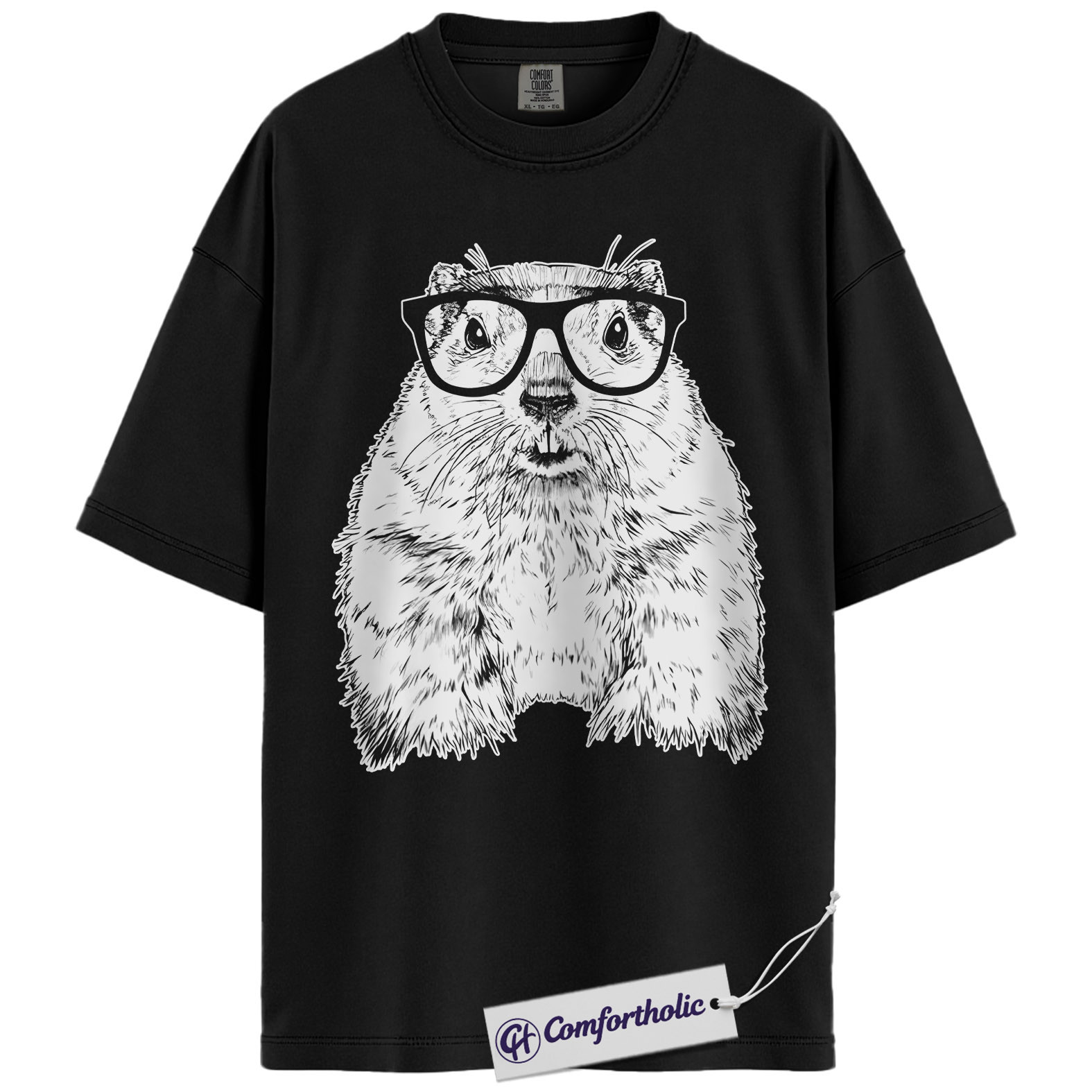 Groundhog Shirt, Nerdy Groundhog with Glasses Sketch Graphic Tee, Cute Groundhog Lover T-Shirt for Women & Men, Funny Animal Lover Gift, Comfort Colors Shirt - Image 3