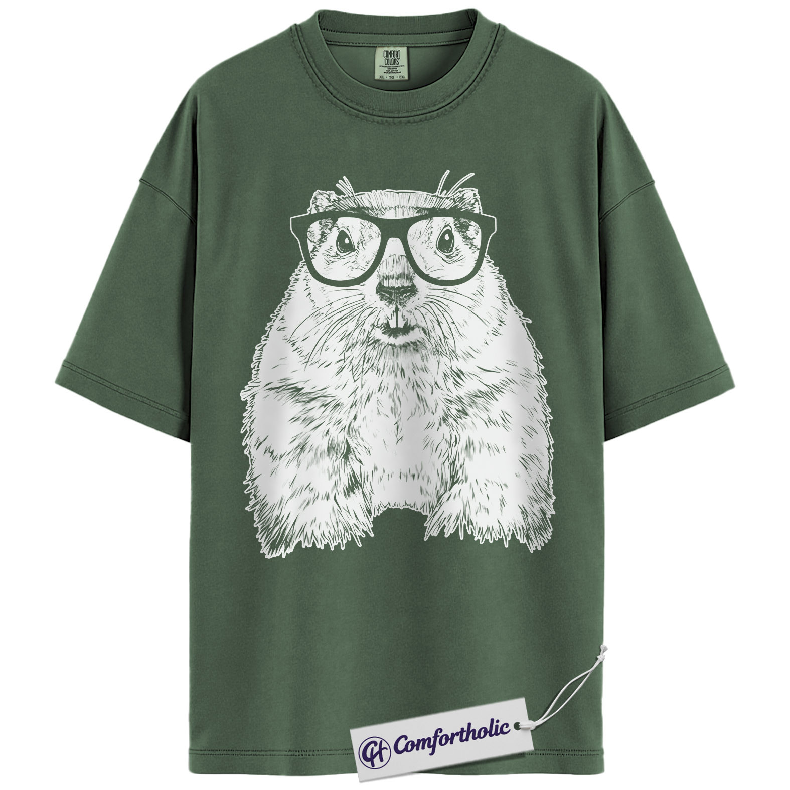 Groundhog Shirt, Nerdy Groundhog with Glasses Sketch Graphic Tee, Cute Groundhog Lover T-Shirt for Women & Men, Funny Animal Lover Gift, Comfort Colors Shirt - Image 6
