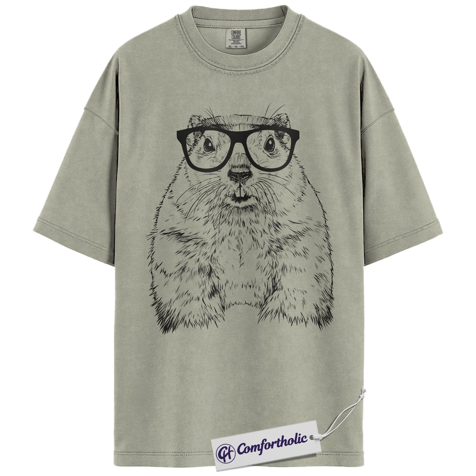 Groundhog Shirt, Nerdy Groundhog with Glasses Sketch Graphic Tee, Cute Groundhog Lover T-Shirt for Women & Men, Funny Animal Lover Gift, Comfort Colors Shirt