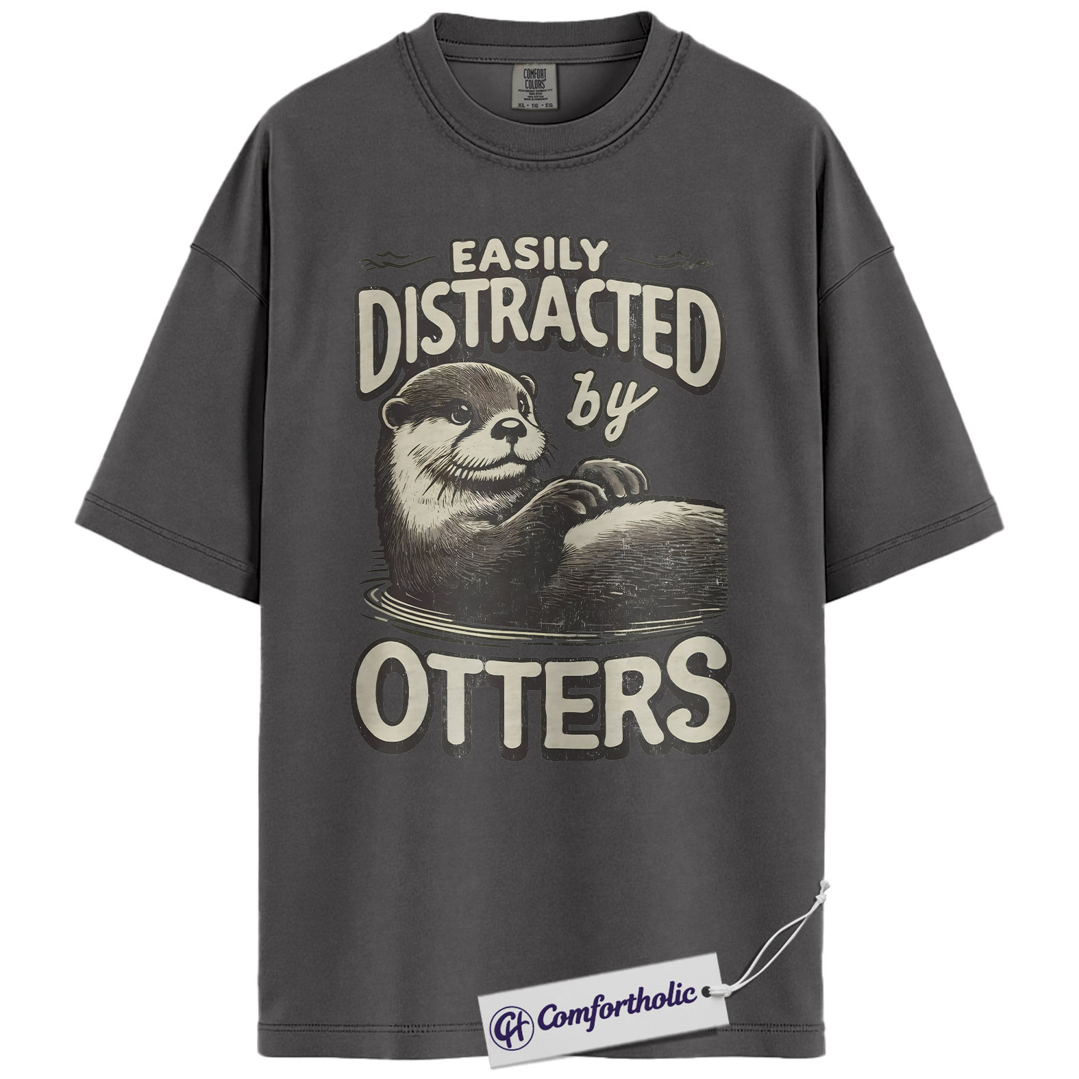Otter Shirt, Easily Distracted by Otters Funny Graphic Tee, Cute Otter Lover T-Shirt for Women & Men, Gift for Animal Lovers, Comfort Colors Shirt - Image 4