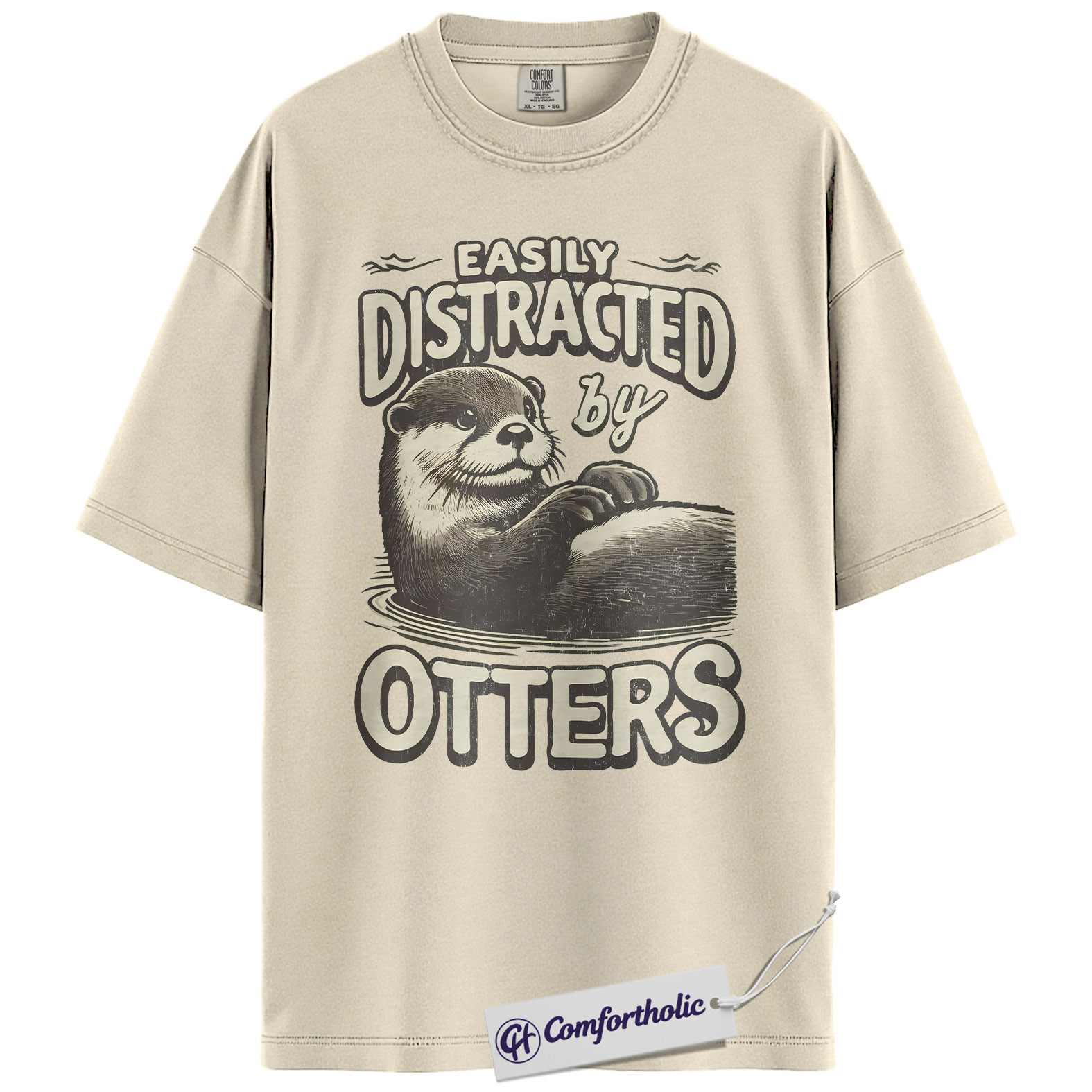 Otter Shirt, Easily Distracted by Otters Funny Graphic Tee, Cute Otter Lover T-Shirt for Women & Men, Gift for Animal Lovers, Comfort Colors Shirt