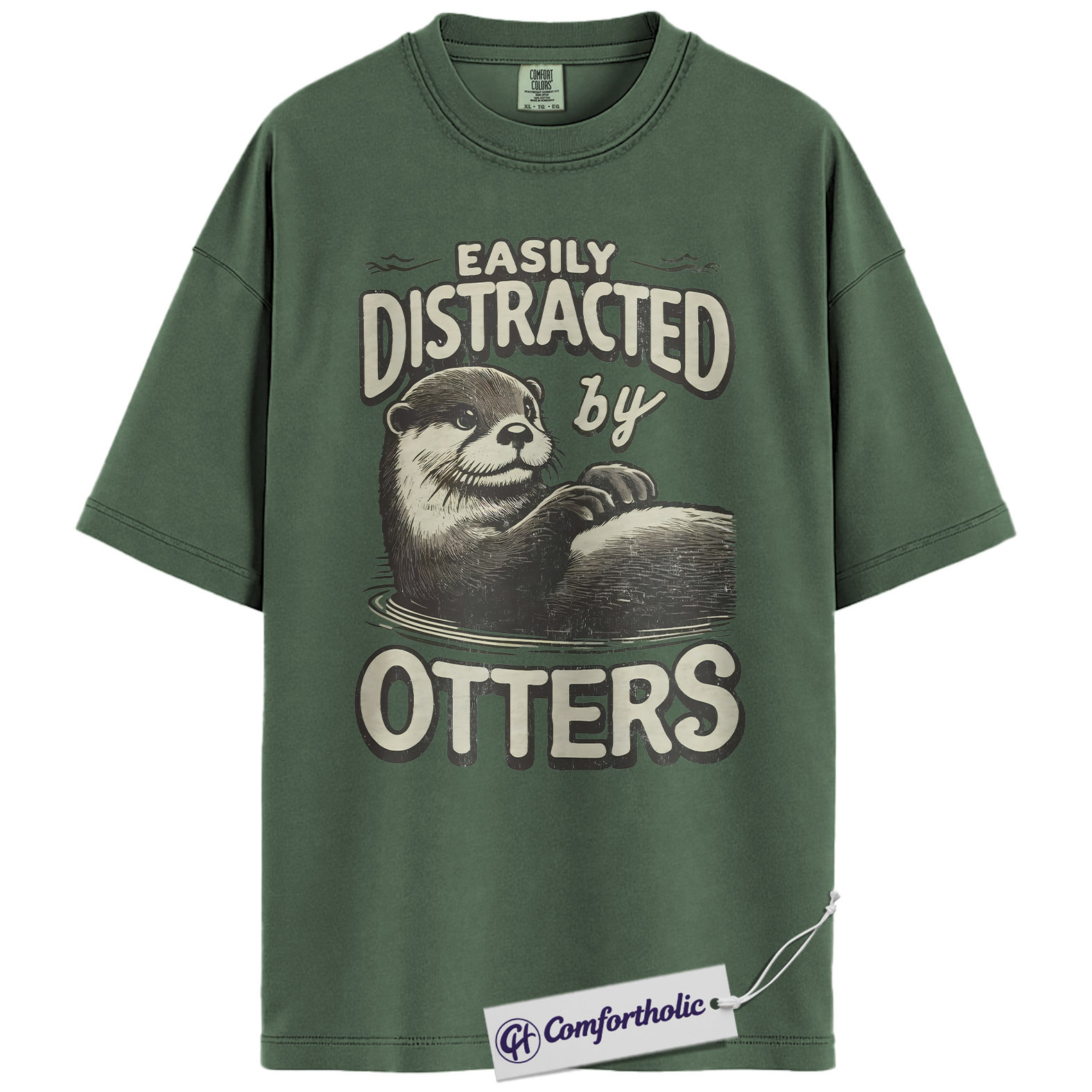 Otter Shirt, Easily Distracted by Otters Funny Graphic Tee, Cute Otter Lover T-Shirt for Women & Men, Gift for Animal Lovers, Comfort Colors Shirt - Image 5