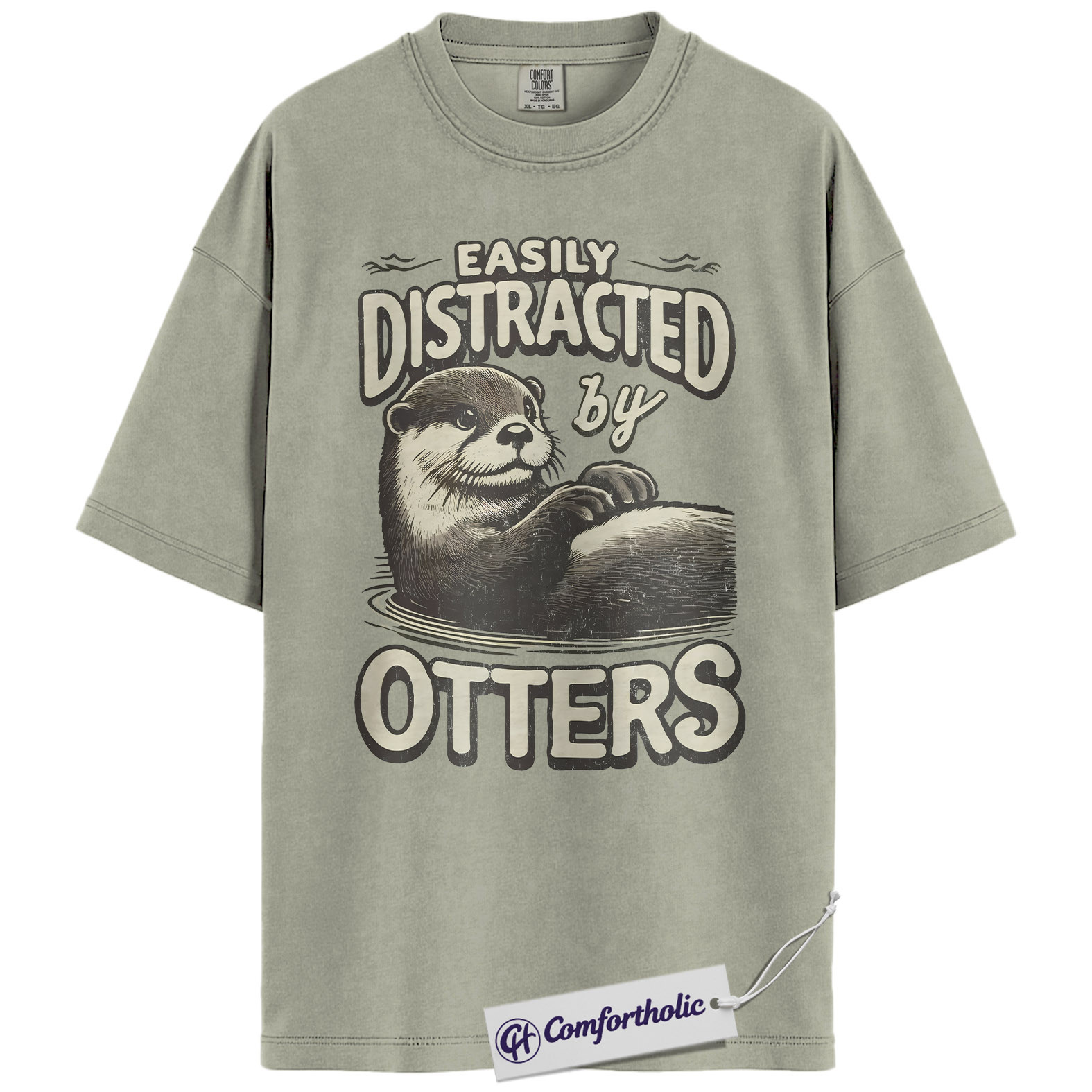 Otter Shirt, Easily Distracted by Otters Funny Graphic Tee, Cute Otter Lover T-Shirt for Women & Men, Gift for Animal Lovers, Comfort Colors Shirt - Image 6