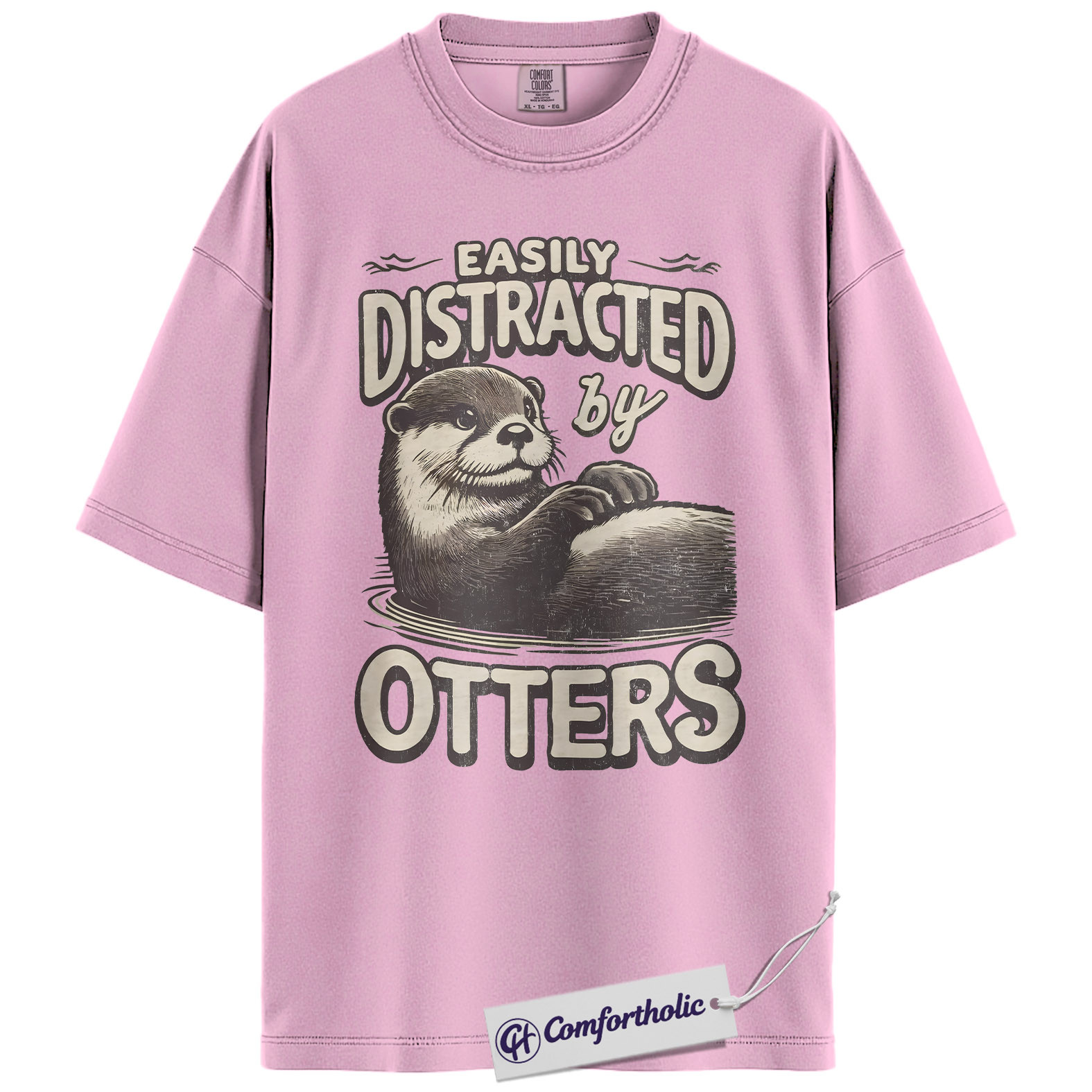 Otter Shirt, Easily Distracted by Otters Funny Graphic Tee, Cute Otter Lover T-Shirt for Women & Men, Gift for Animal Lovers, Comfort Colors Shirt - Image 8