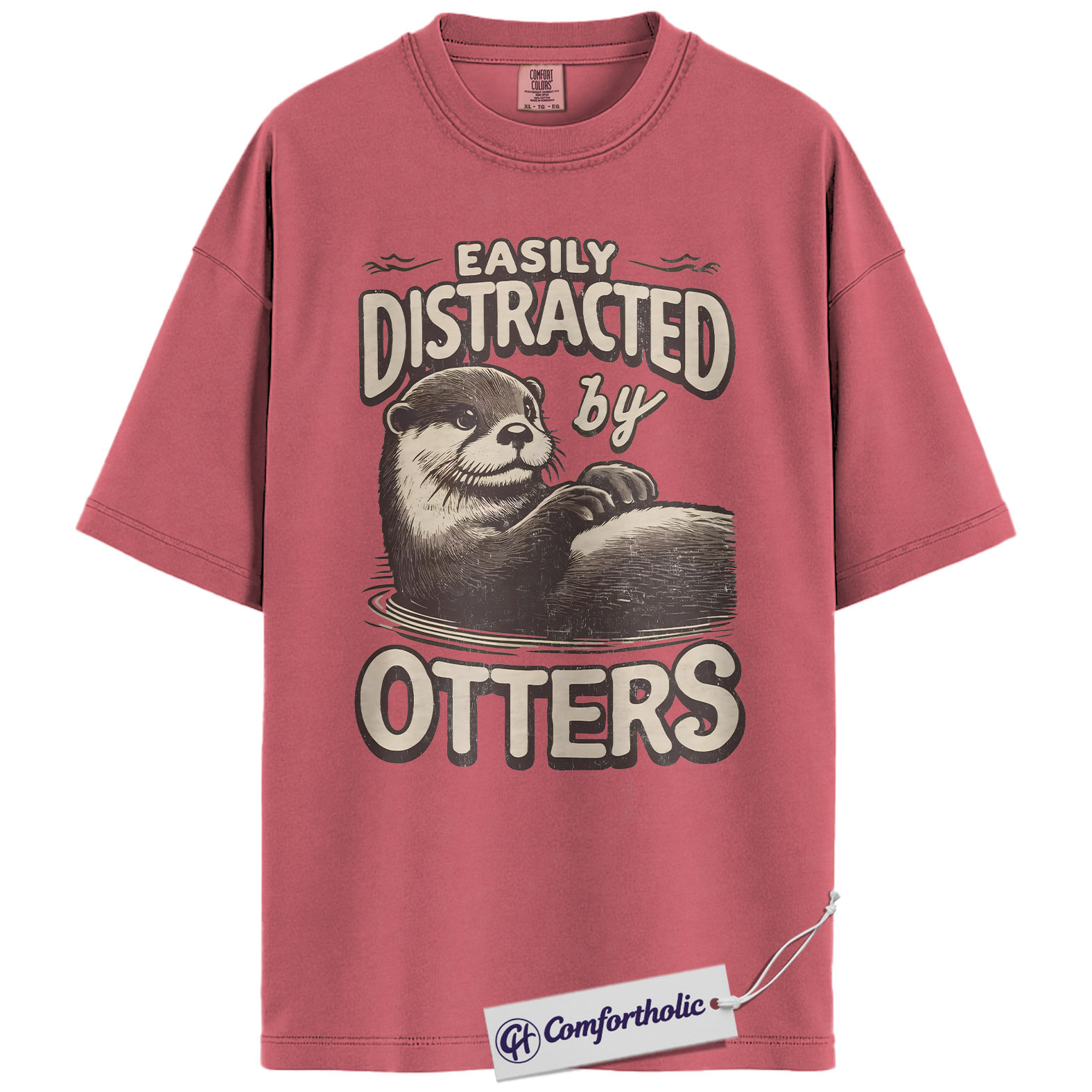 Otter Shirt, Easily Distracted by Otters Funny Graphic Tee, Cute Otter Lover T-Shirt for Women & Men, Gift for Animal Lovers, Comfort Colors Shirt - Image 9