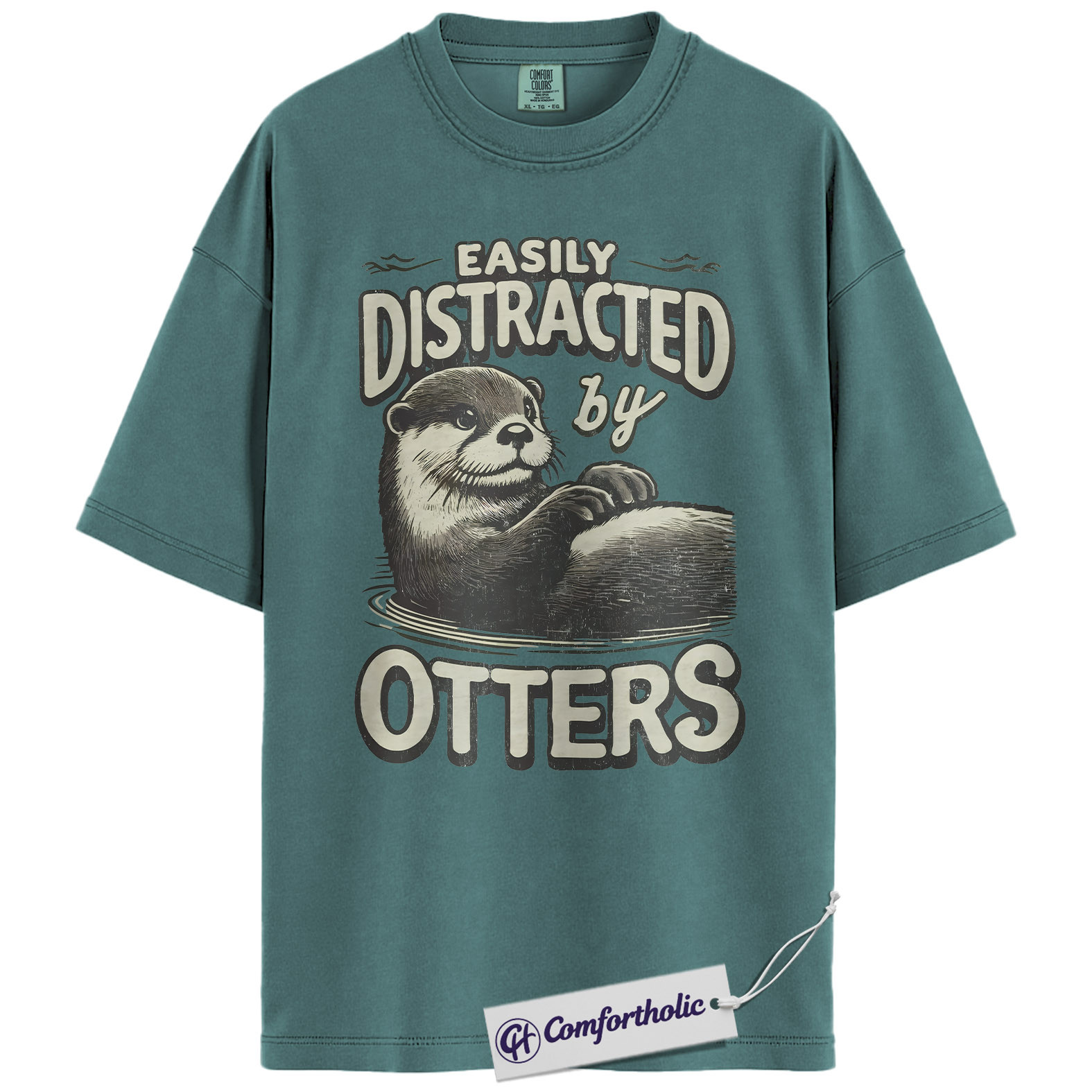 Otter Shirt, Easily Distracted by Otters Funny Graphic Tee, Cute Otter Lover T-Shirt for Women & Men, Gift for Animal Lovers, Comfort Colors Shirt - Image 11
