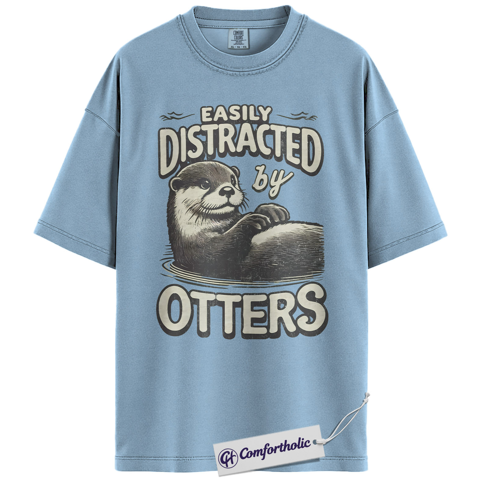 Otter Shirt, Easily Distracted by Otters Funny Graphic Tee, Cute Otter Lover T-Shirt for Women & Men, Gift for Animal Lovers, Comfort Colors Shirt - Image 14
