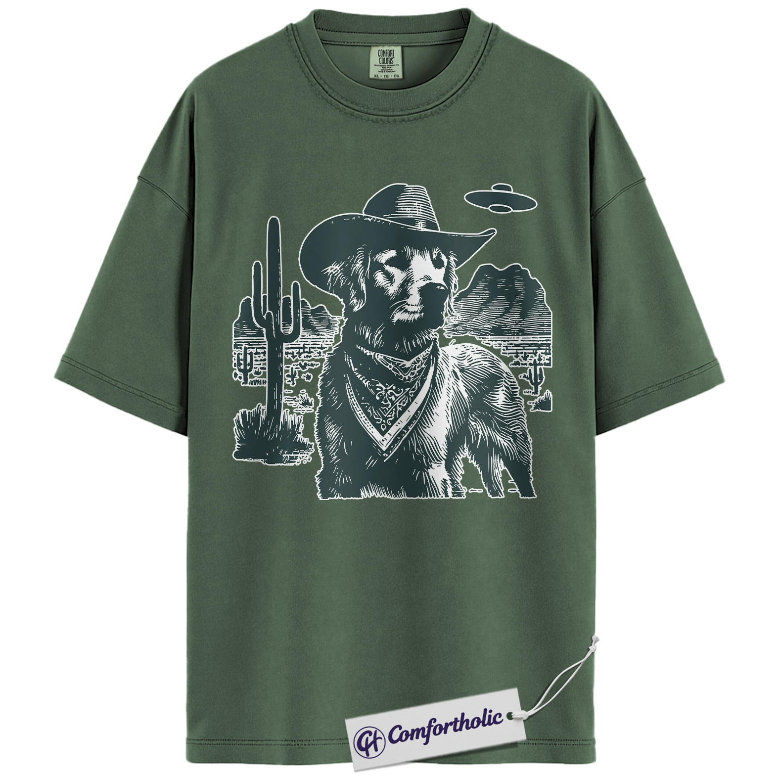 Golden Retriever Shirt, Cowboy Dog UFO Western Desert Graphic Tee, Dog Mom T-Shirt, Gift for Golden Retriever Lovers, Comfort Colors Shirt - Image 5