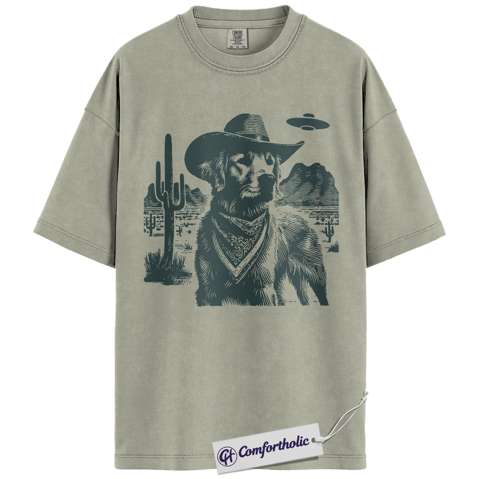 Golden Retriever Shirt, Cowboy Dog UFO Western Desert Graphic Tee, Dog Mom T-Shirt, Gift for Golden Retriever Lovers, Comfort Colors Shirt - Image 6