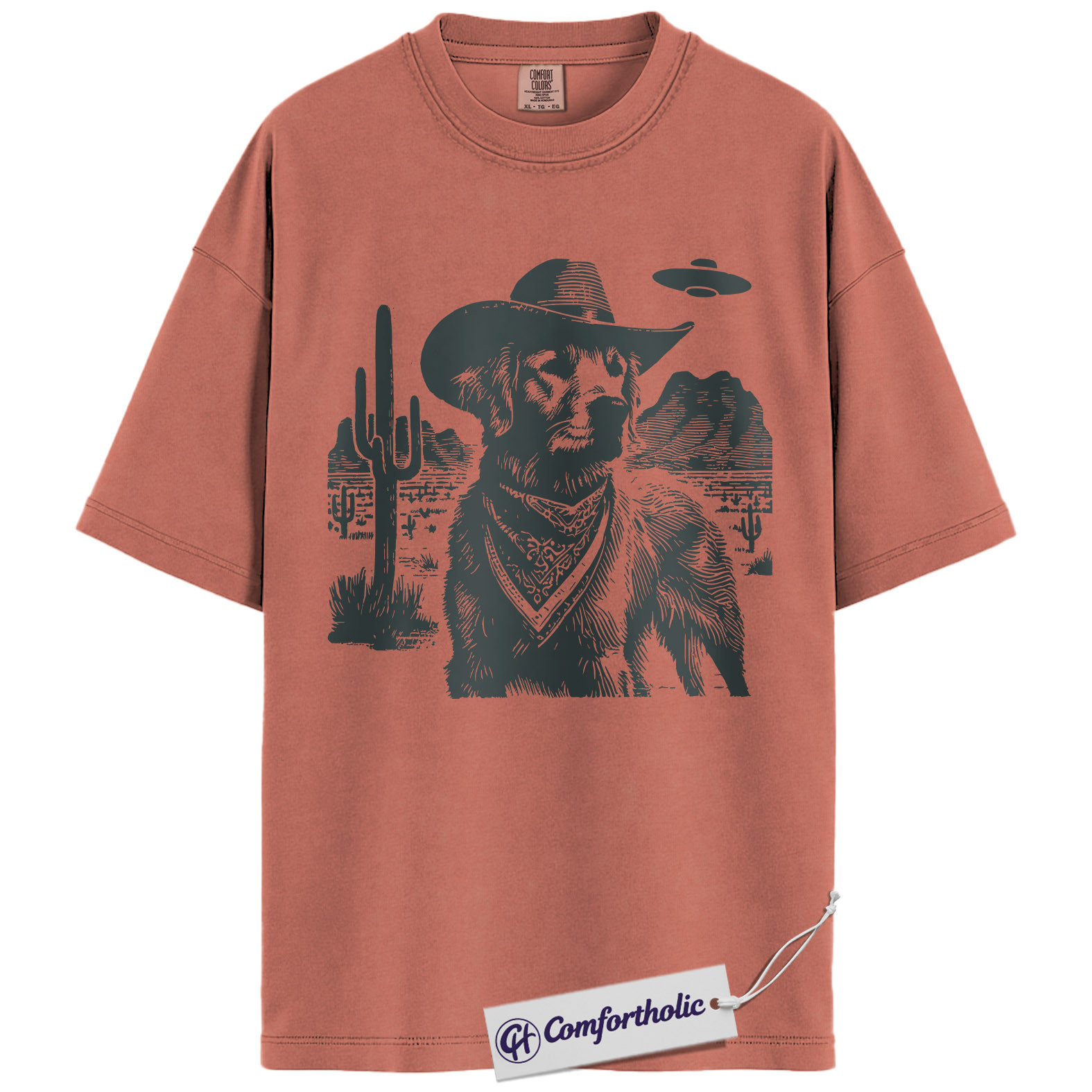 Golden Retriever Shirt, Cowboy Dog UFO Western Desert Graphic Tee, Dog Mom T-Shirt, Gift for Golden Retriever Lovers, Comfort Colors Shirt - Image 7