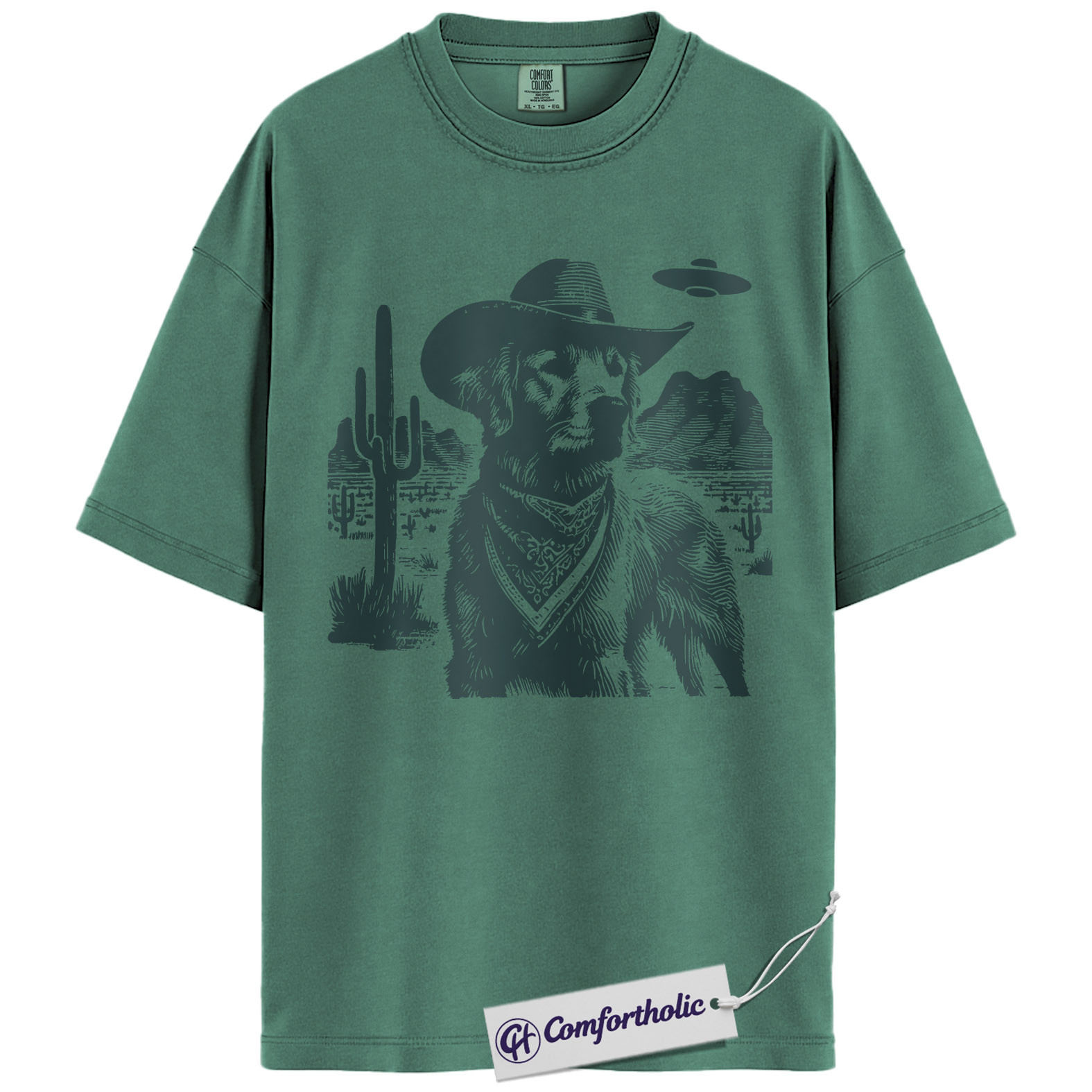 Golden Retriever Shirt, Cowboy Dog UFO Western Desert Graphic Tee, Dog Mom T-Shirt, Gift for Golden Retriever Lovers, Comfort Colors Shirt - Image 10