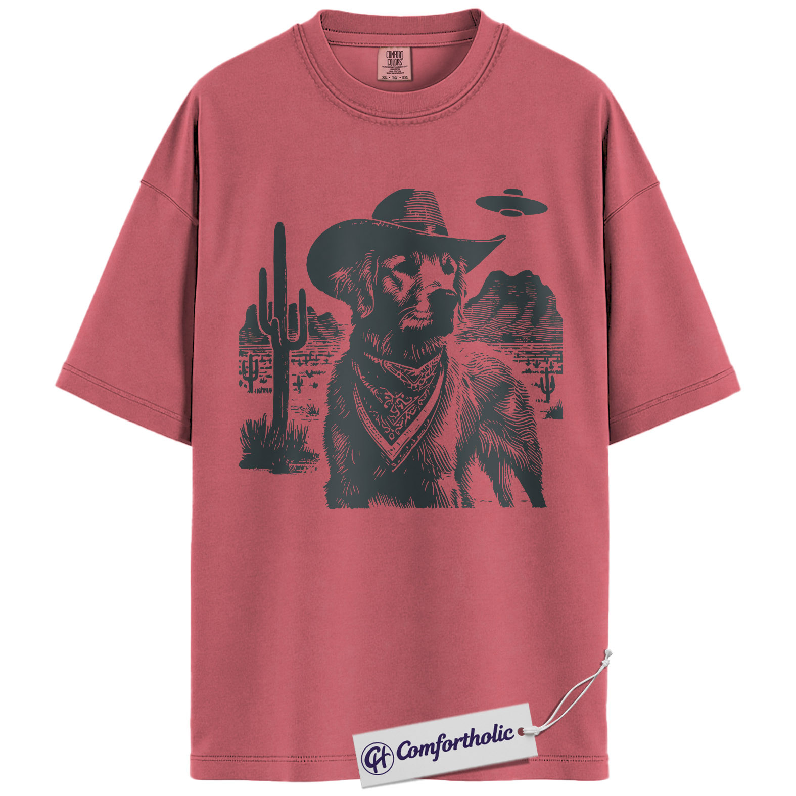 Golden Retriever Shirt, Cowboy Dog UFO Western Desert Graphic Tee, Dog Mom T-Shirt, Gift for Golden Retriever Lovers, Comfort Colors Shirt - Image 9