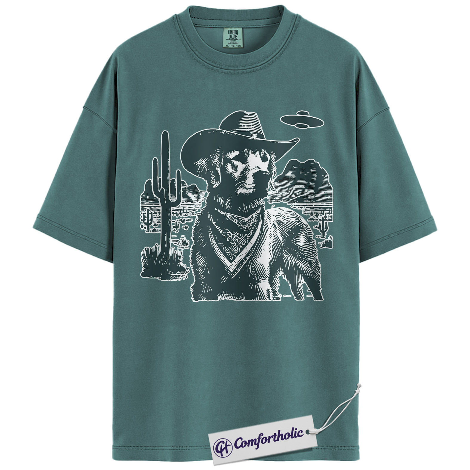 Golden Retriever Shirt, Cowboy Dog UFO Western Desert Graphic Tee, Dog Mom T-Shirt, Gift for Golden Retriever Lovers, Comfort Colors Shirt - Image 11