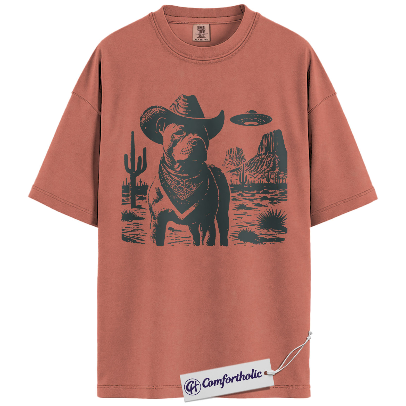 Pit Bull Shirt, Cowboy Dog UFO Western Desert Graphic Tee, Pitbull T-Shirt for Dog Moms & Dads, Funny Gift for Pitbull Lovers, Comfort Colors Shirt - Image 7