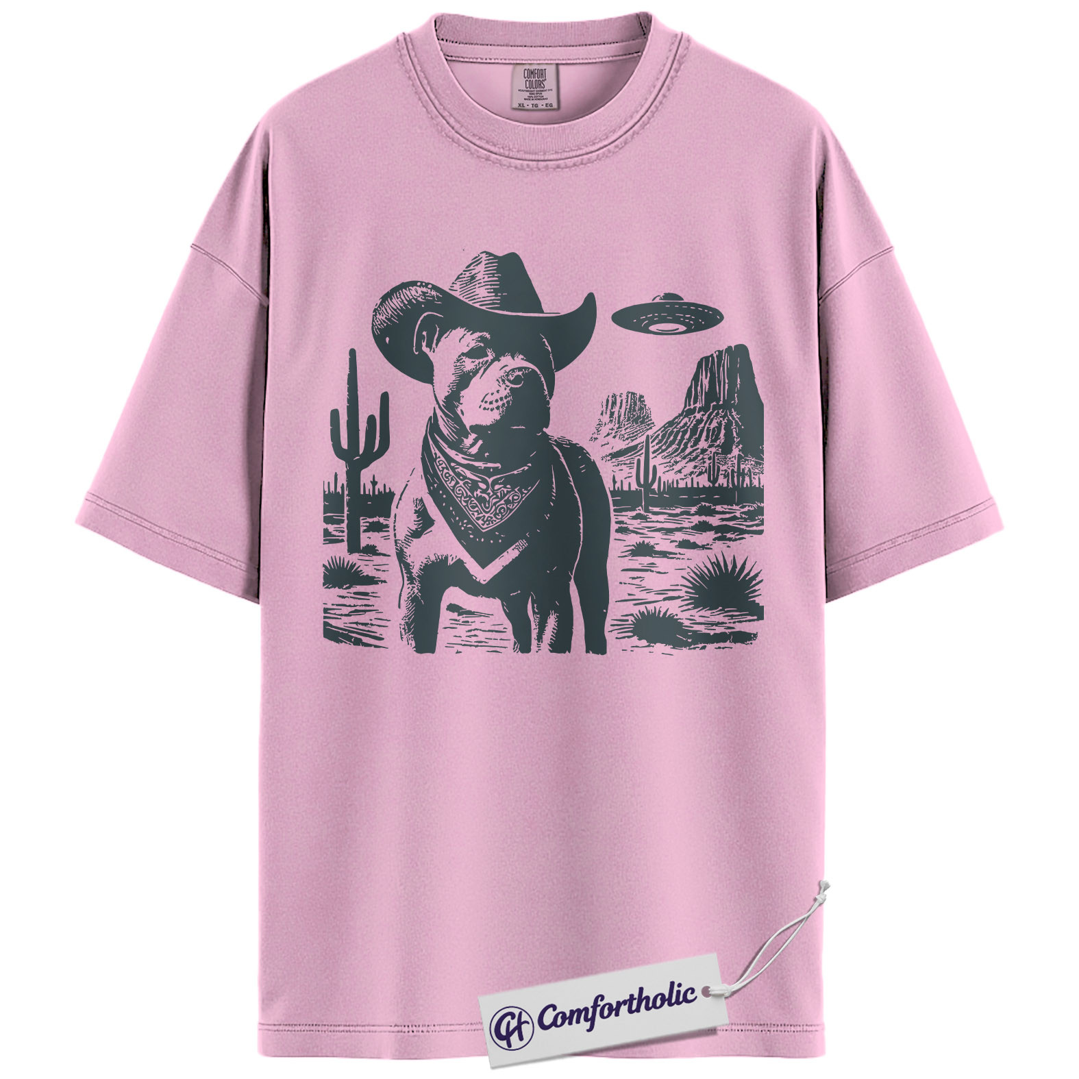 Pit Bull Shirt, Cowboy Dog UFO Western Desert Graphic Tee, Pitbull T-Shirt for Dog Moms & Dads, Funny Gift for Pitbull Lovers, Comfort Colors Shirt - Image 8