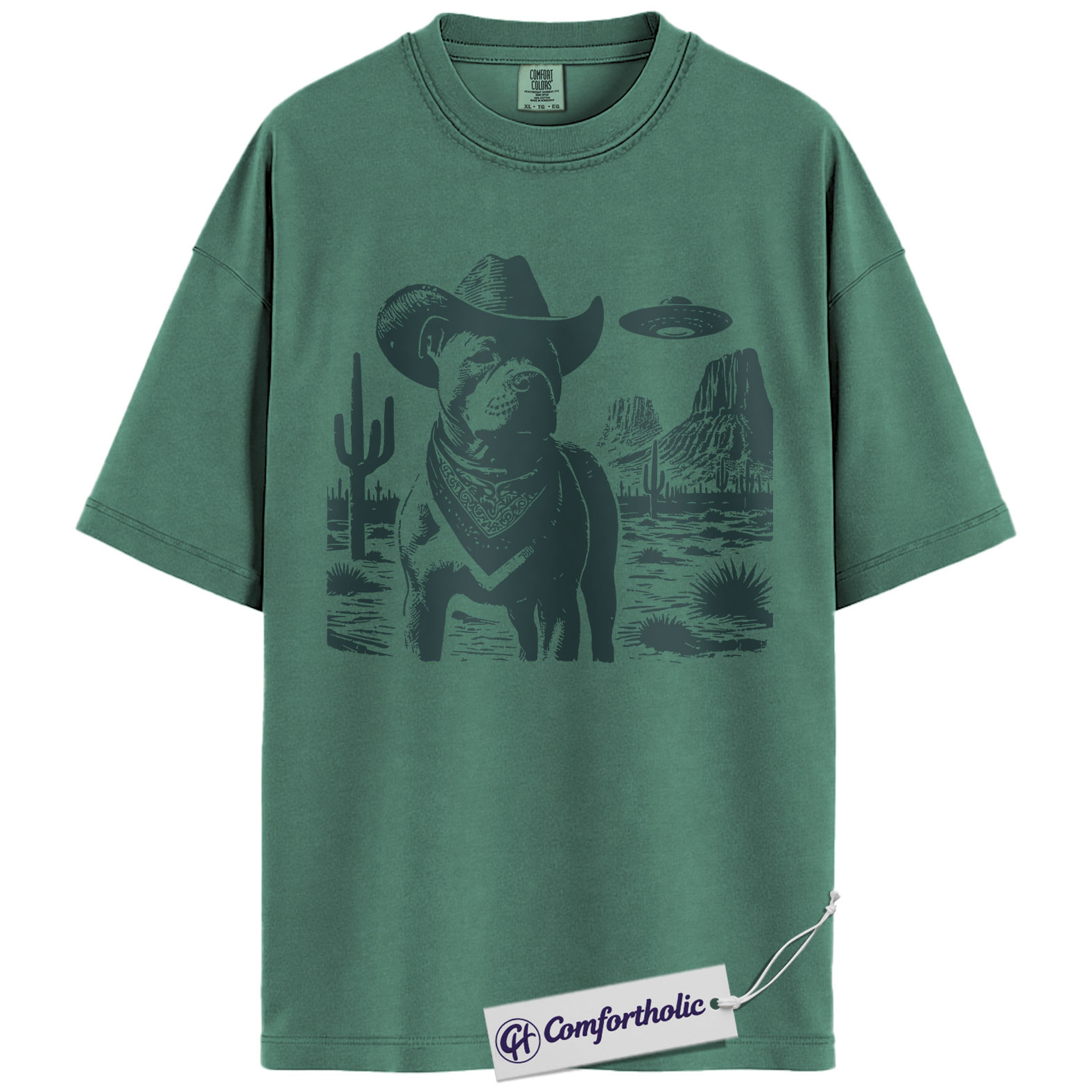 Pit Bull Shirt, Cowboy Dog UFO Western Desert Graphic Tee, Pitbull T-Shirt for Dog Moms & Dads, Funny Gift for Pitbull Lovers, Comfort Colors Shirt - Image 10
