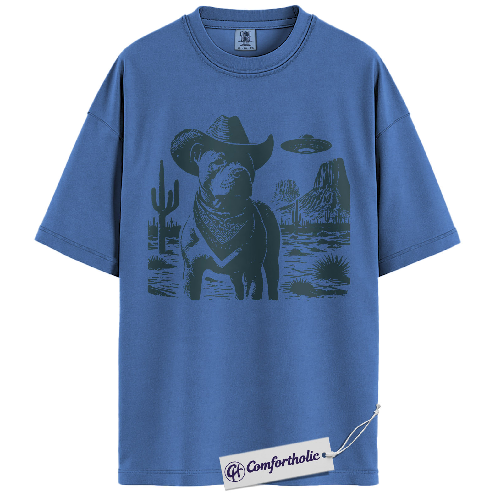 Pit Bull Shirt, Cowboy Dog UFO Western Desert Graphic Tee, Pitbull T-Shirt for Dog Moms & Dads, Funny Gift for Pitbull Lovers, Comfort Colors Shirt - Image 12